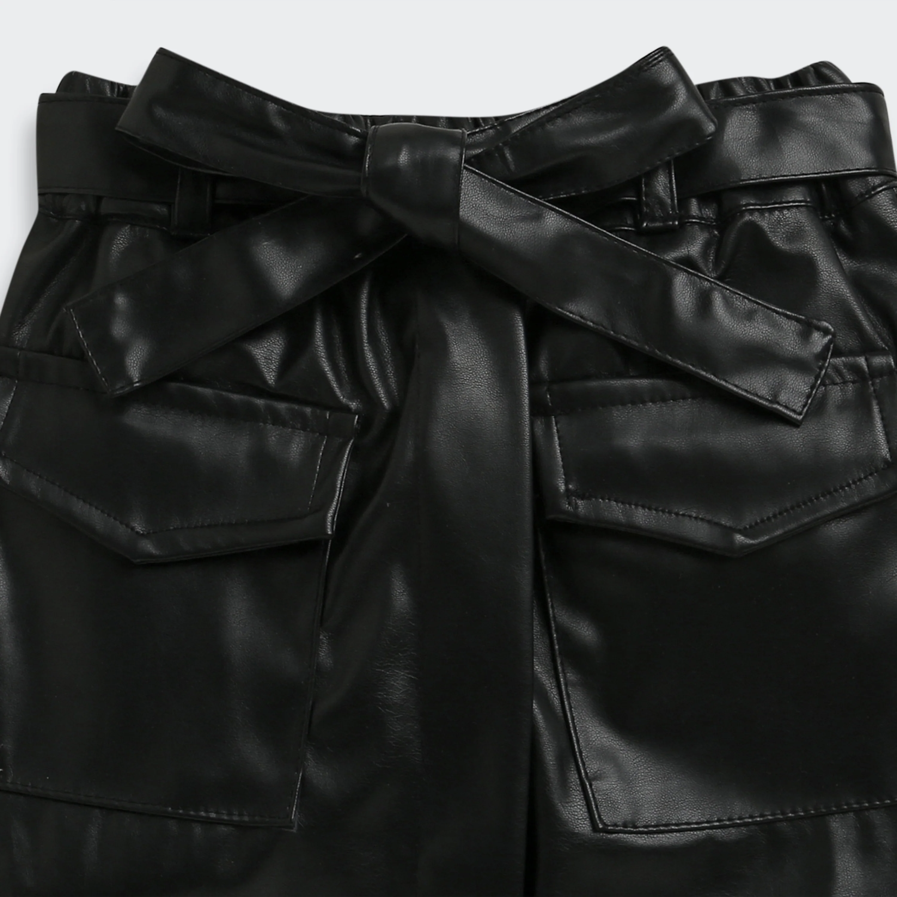 Cool Party Look Black Faux Leather Co-ord Set BASET363 - Image 14