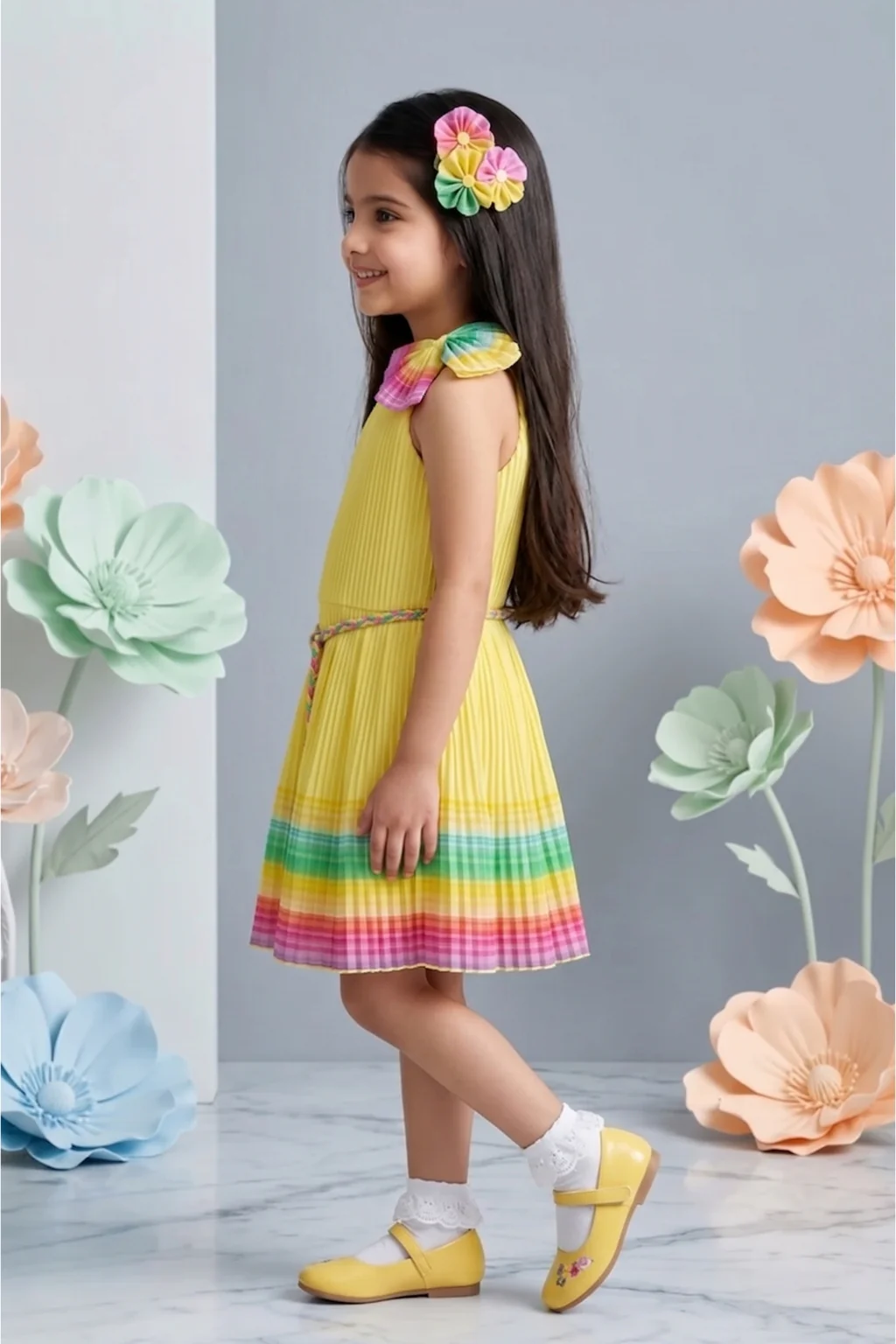Coral Bow Belt Party Dress M2274 - Image 4