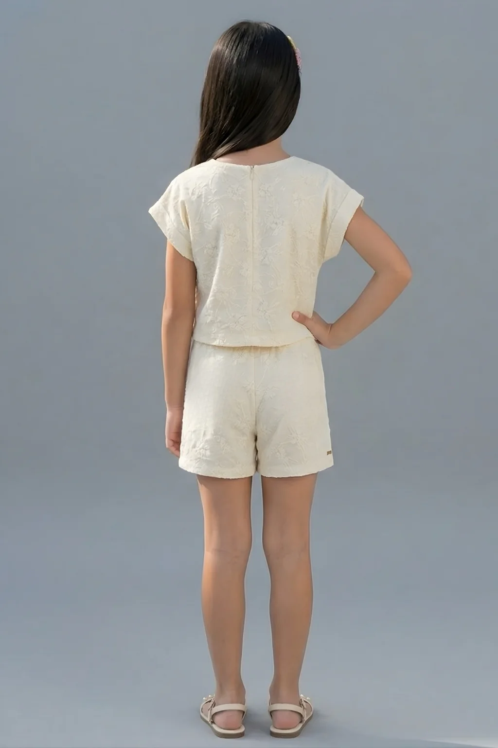 Cream Floral Embroidered Co-Ord Set 3288 - Image 2