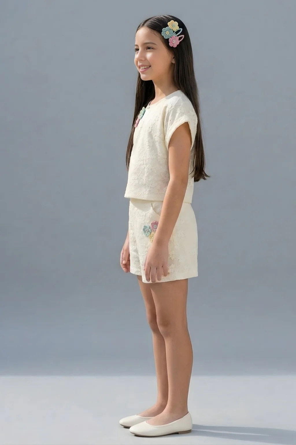 Cream Floral Embroidered Co-Ord Set 3288 - Image 3
