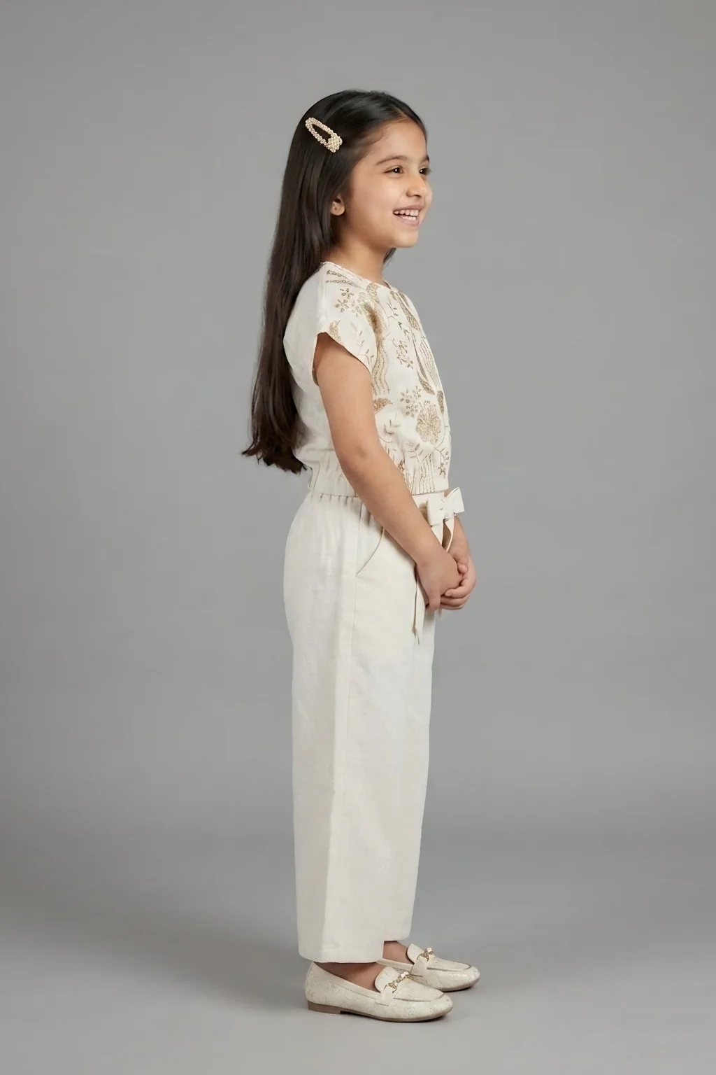 Cream Printed Cotton Summer Wear Co Ord Set 3182 - Image 5