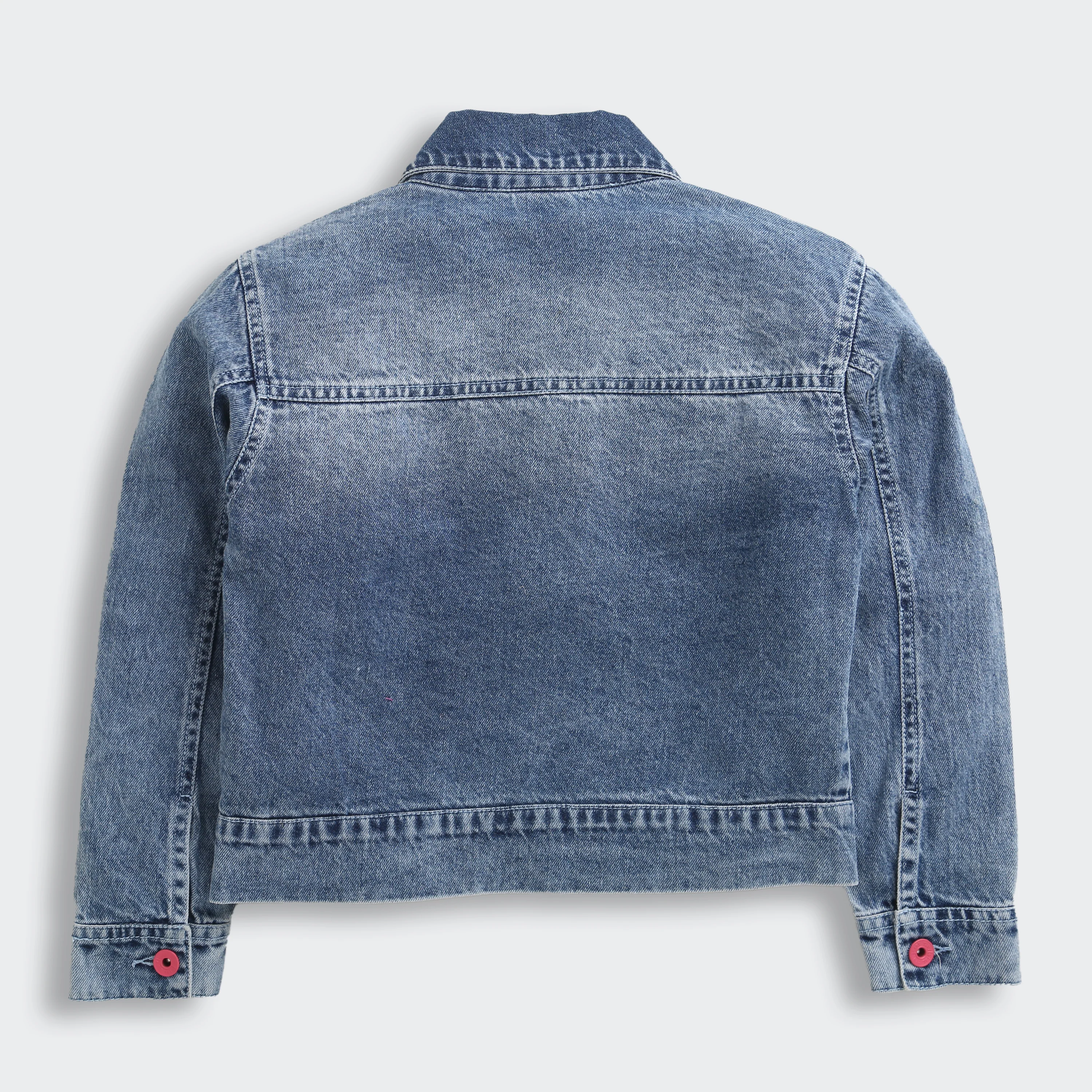Dark Blue Floral Patch Denim Jacket J397 - Image 6
