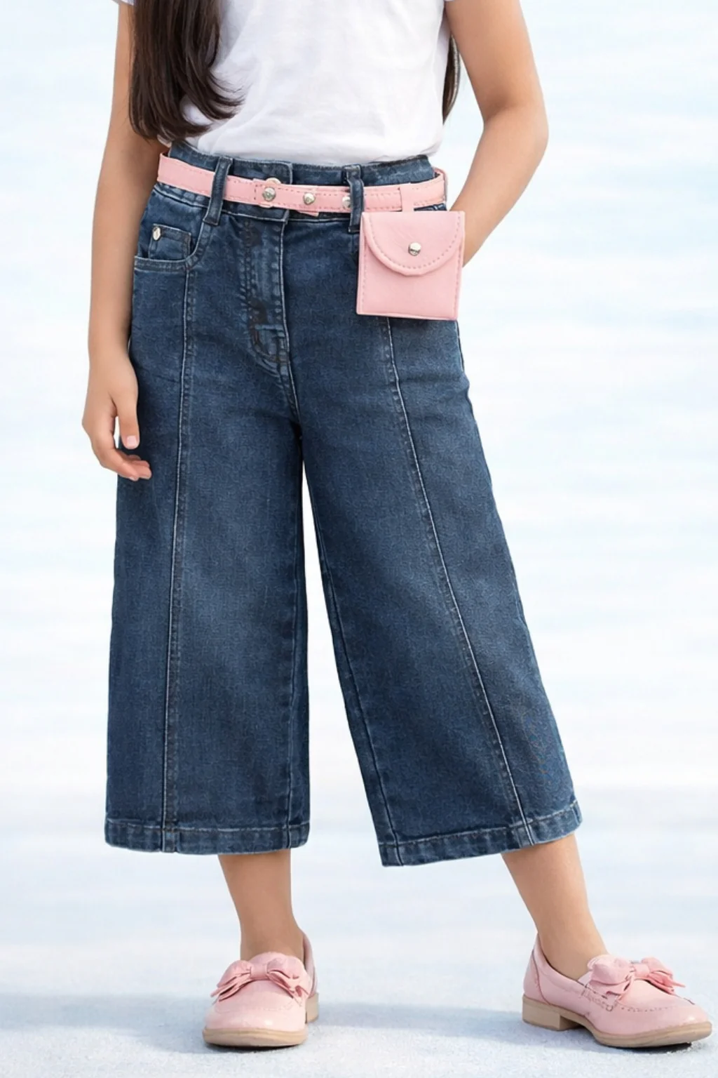 Dark Blue Wide-Leg Denim Jeans P1513