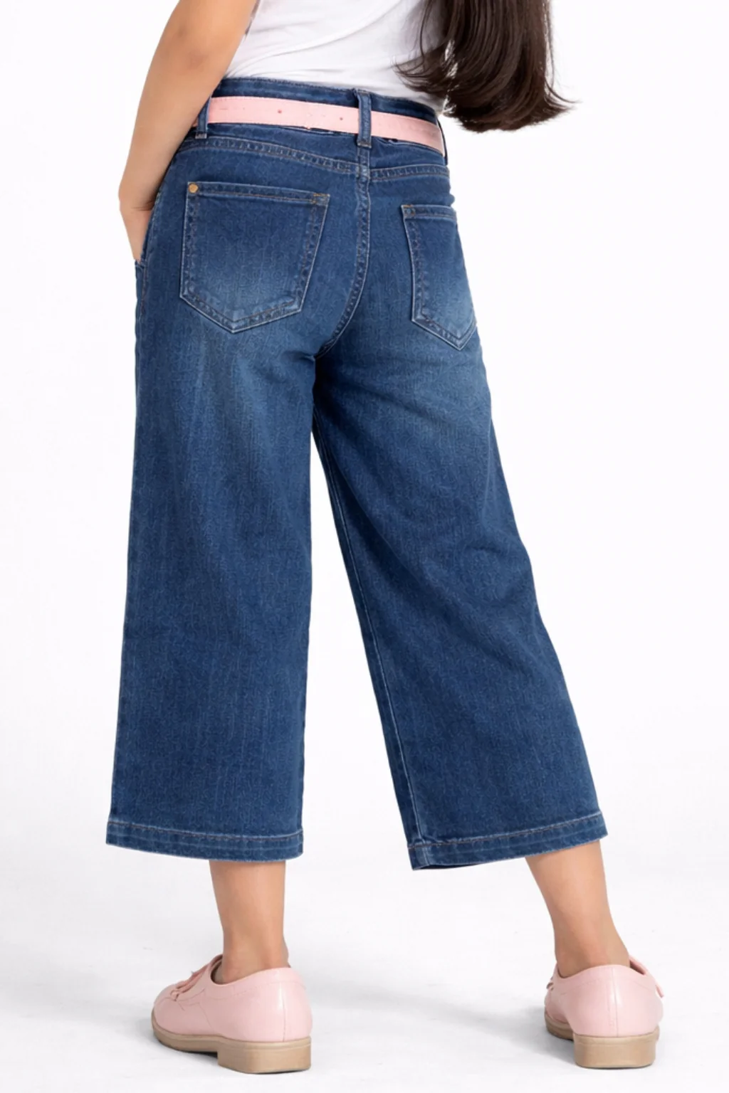 Dark Blue Wide-Leg Denim Jeans P1513 - Image 2