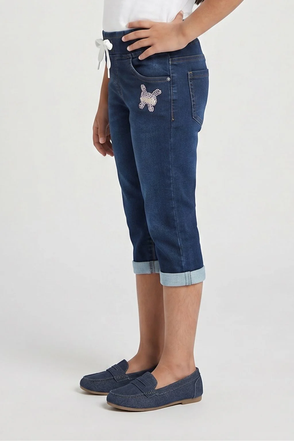 Dark Denim Pants with Butterfly Patch PD0053 - Image 3