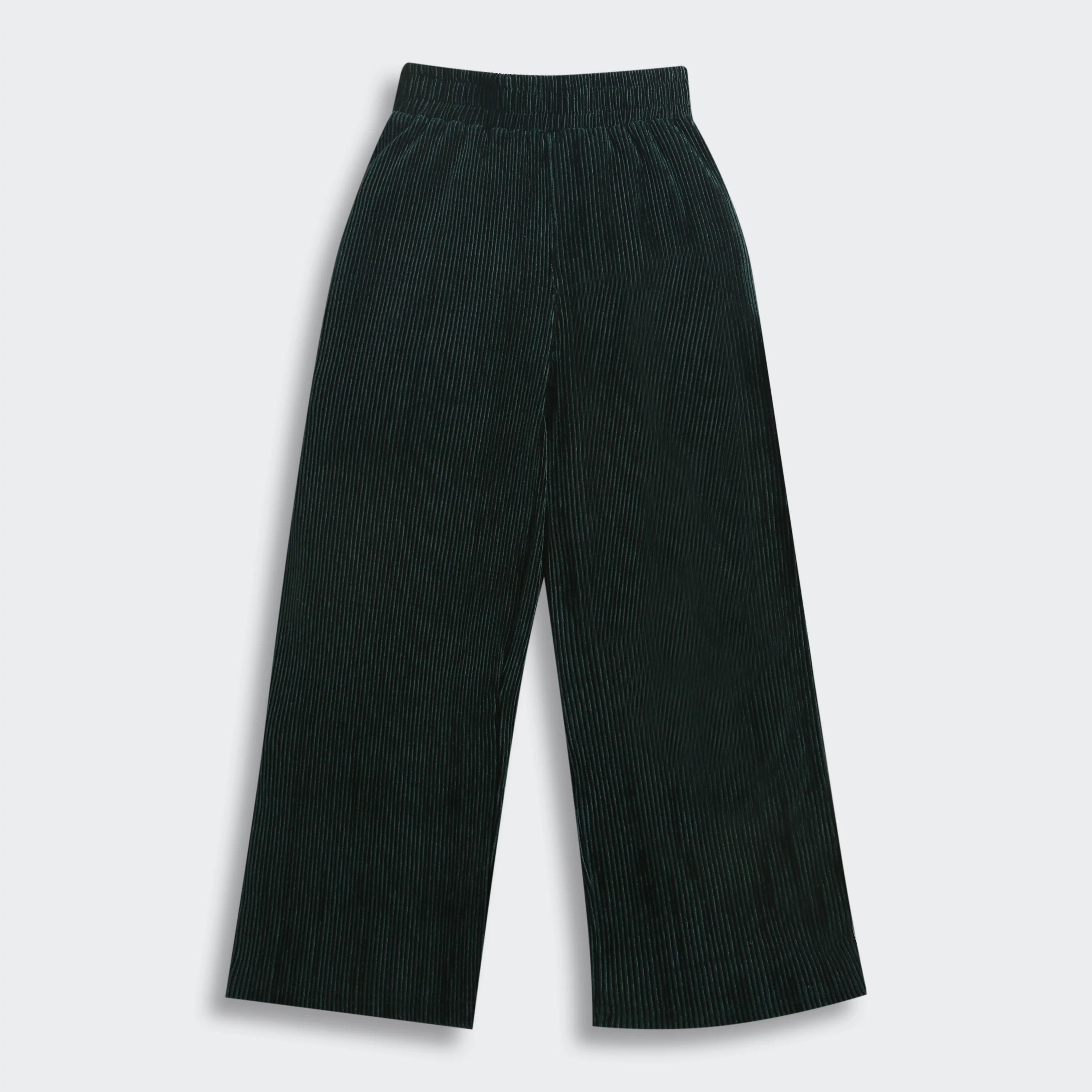 Dark Green Ribbed Flared Pants PL251 - Image 5