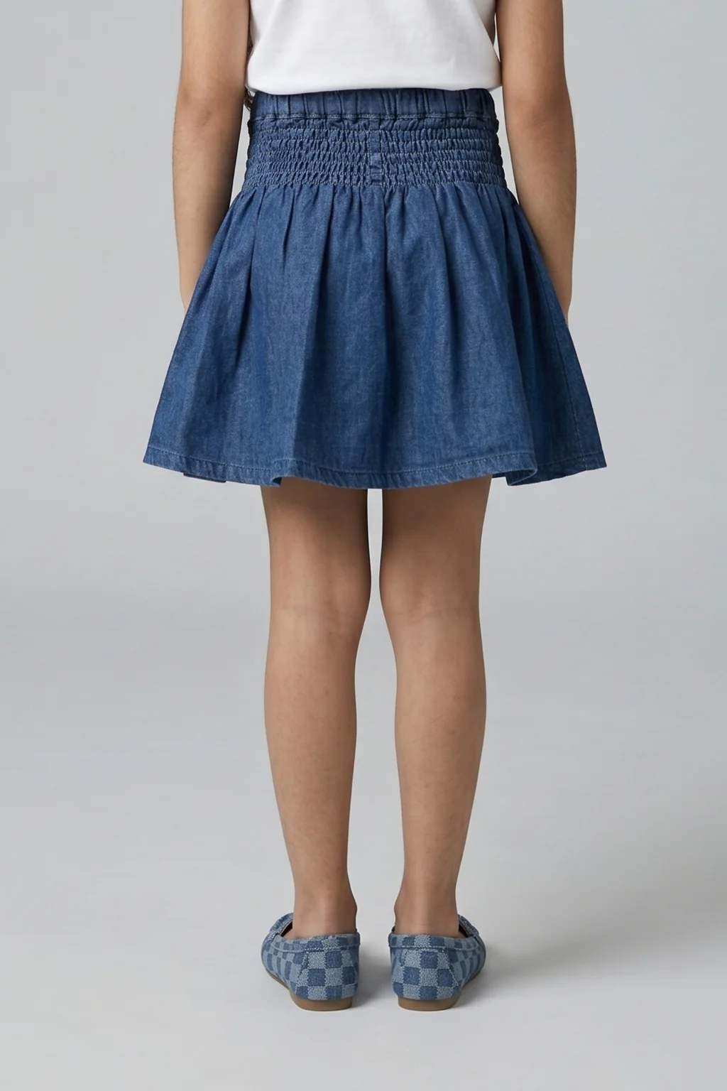 Elastic Waist Flared Fit Denim Skater Skirt S679 - Image 2