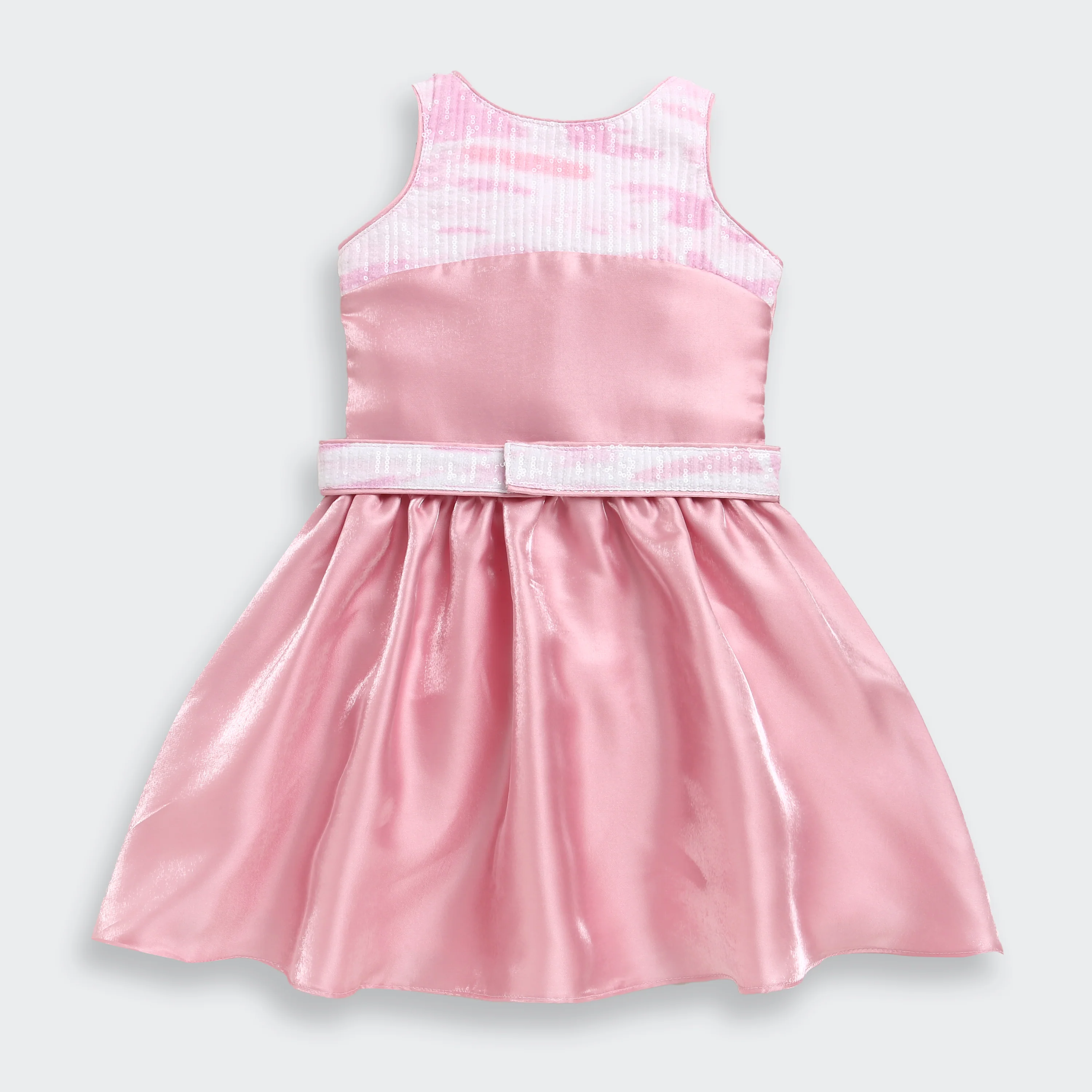 Elegant Party Look Pink Satin Fit & Flare Dress F624 - Image 5