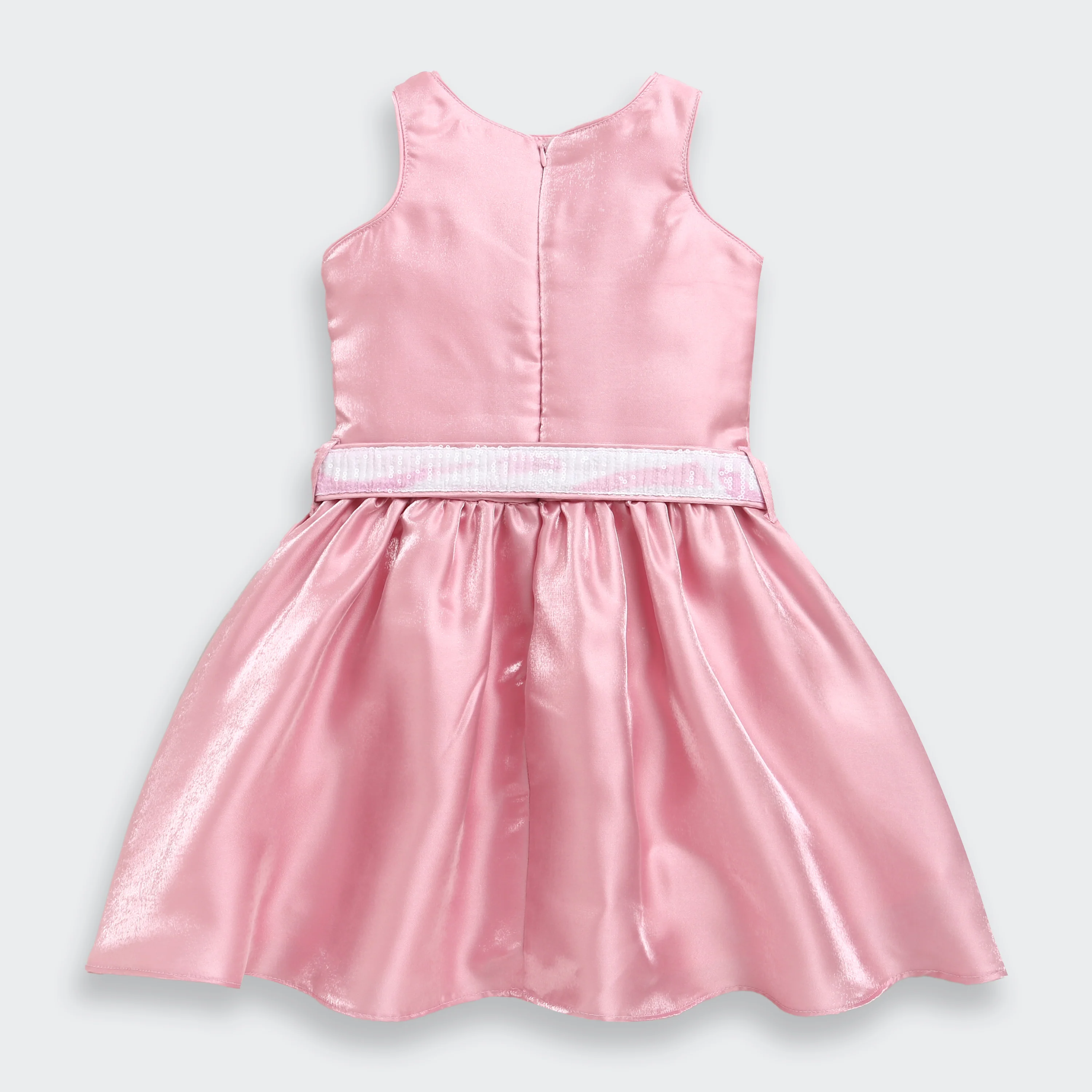 Elegant Party Look Pink Satin Fit & Flare Dress F624 - Image 6