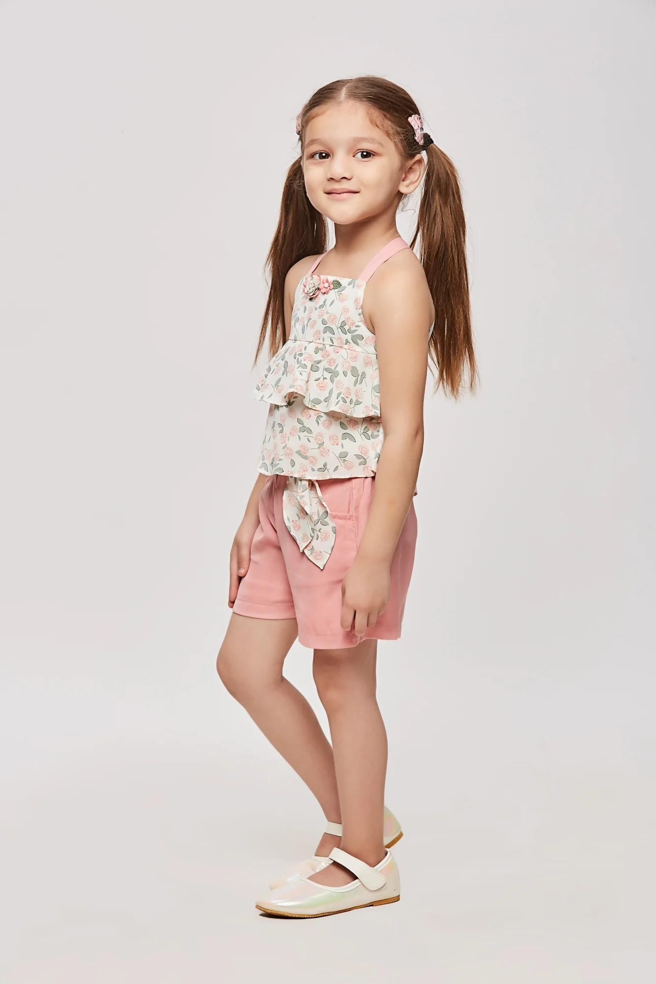 Floral Layered Top & Pink Shorts Co-ord Set TSSET40262 - Image 7