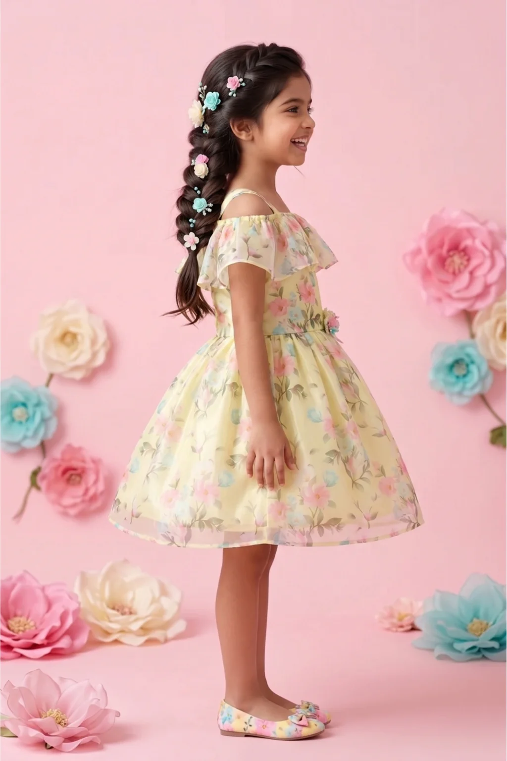 Floral Organza Dress F580 - Image 3