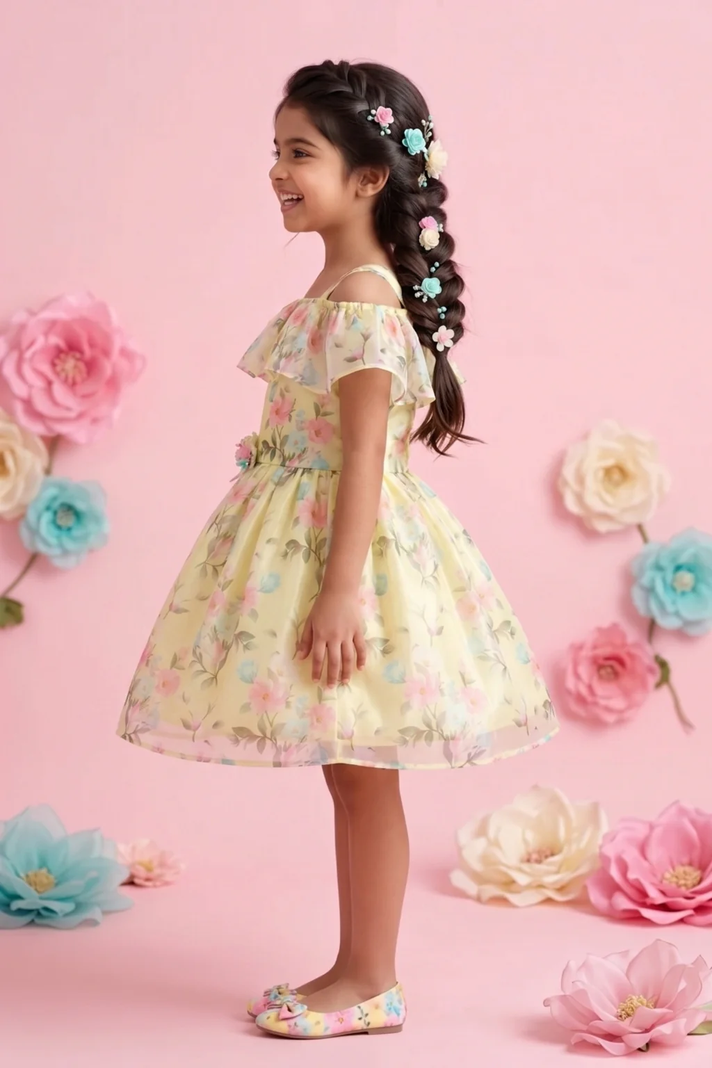 Floral Organza Dress F580 - Image 4