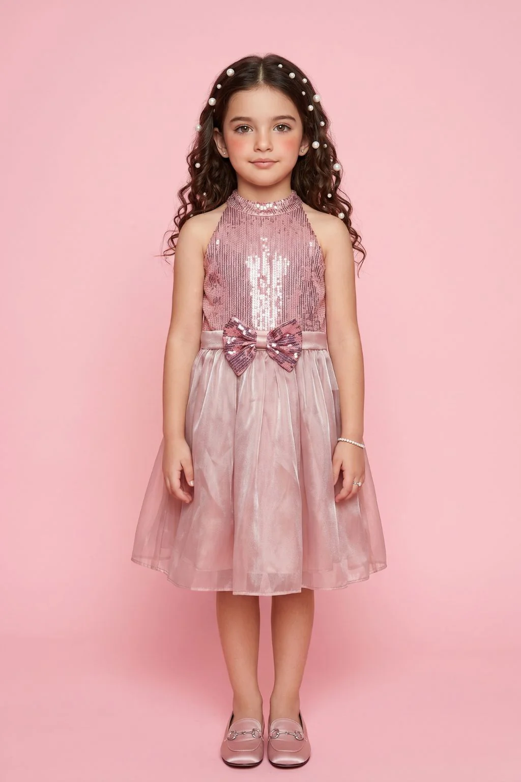 Floral Print Party Dress with Bow Detail & Flare Skirt F614