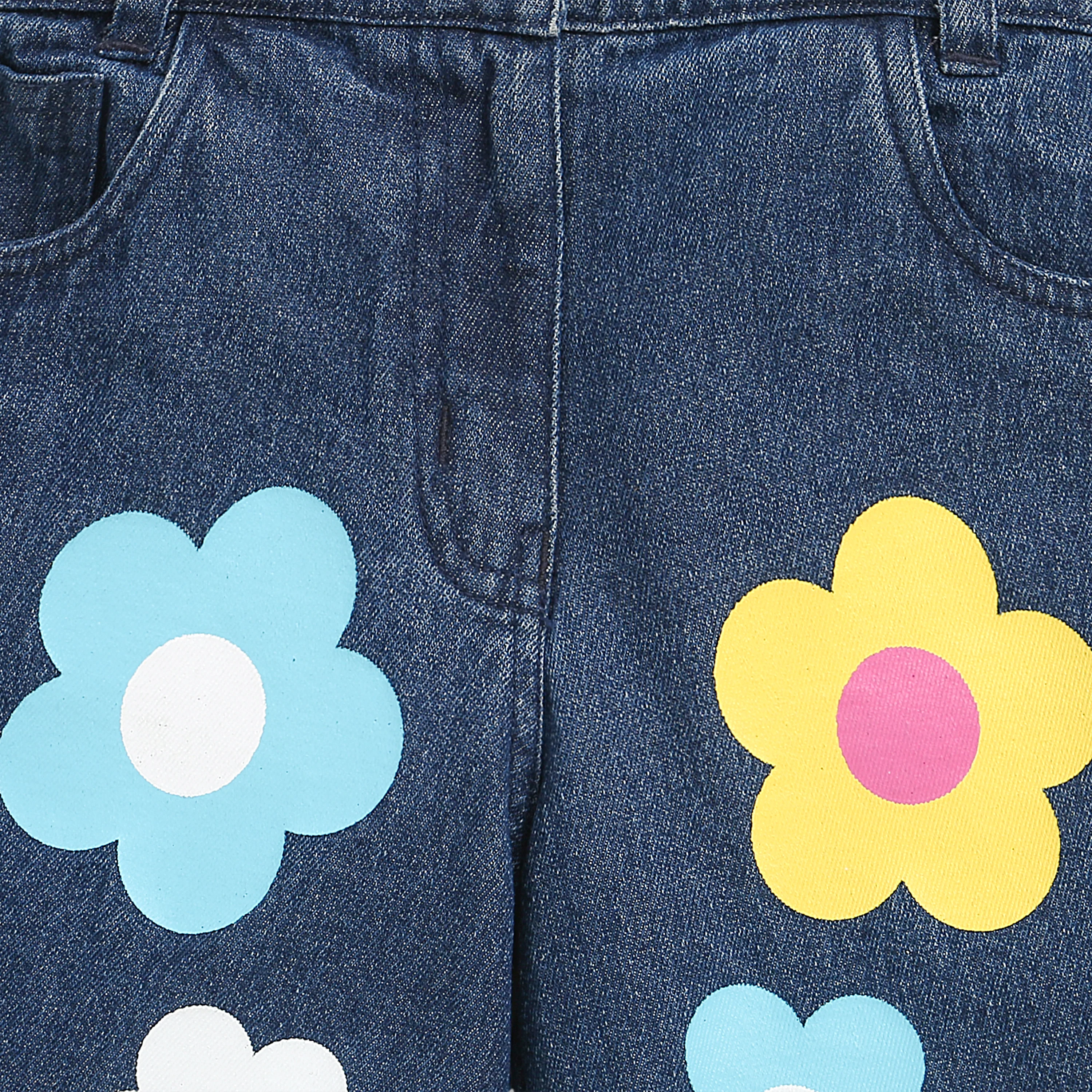 Floral Printed Denim Shorts H999 - Image 8
