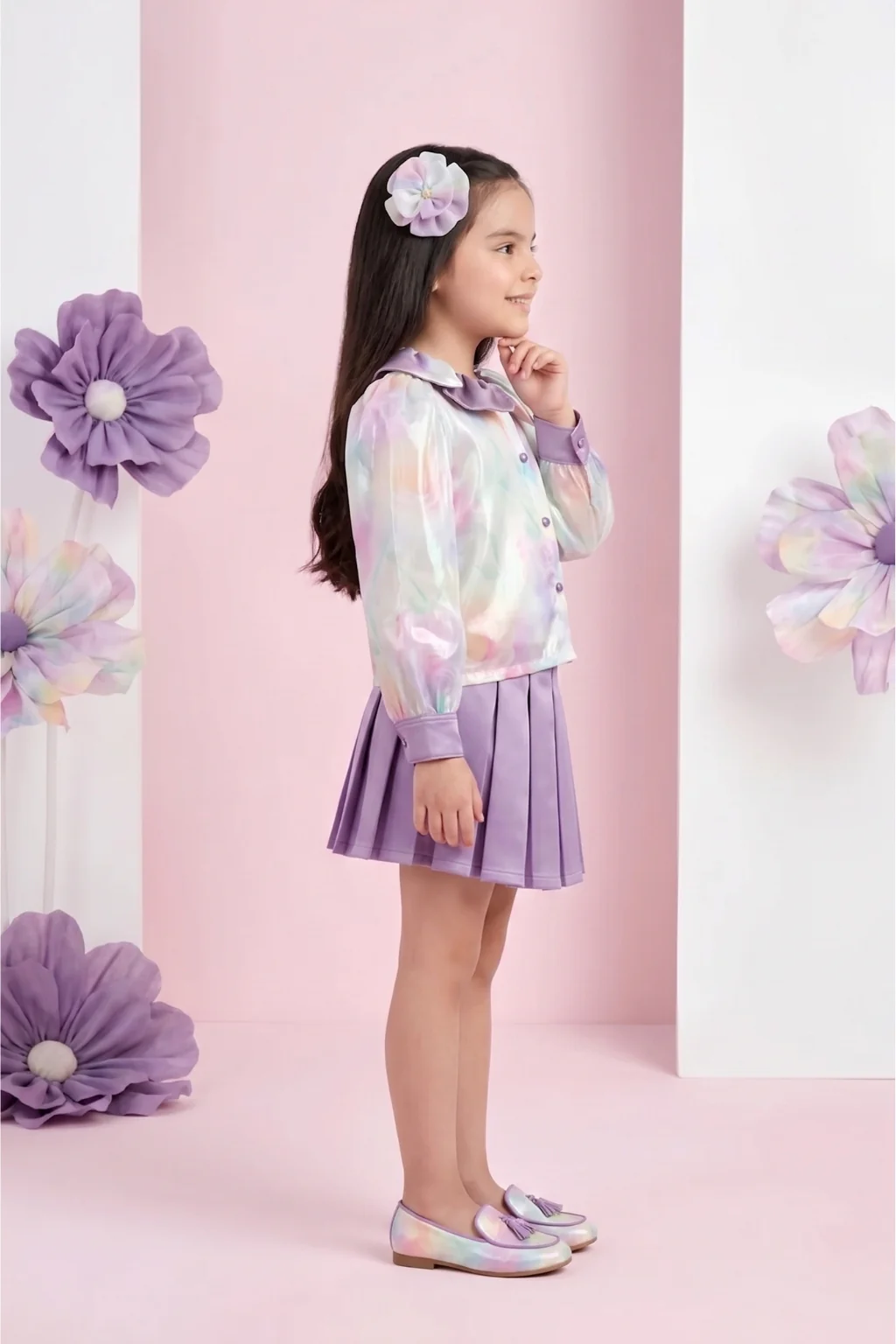 Floral Purple Party Wear Top & Skirt Set 3180 - Image 4