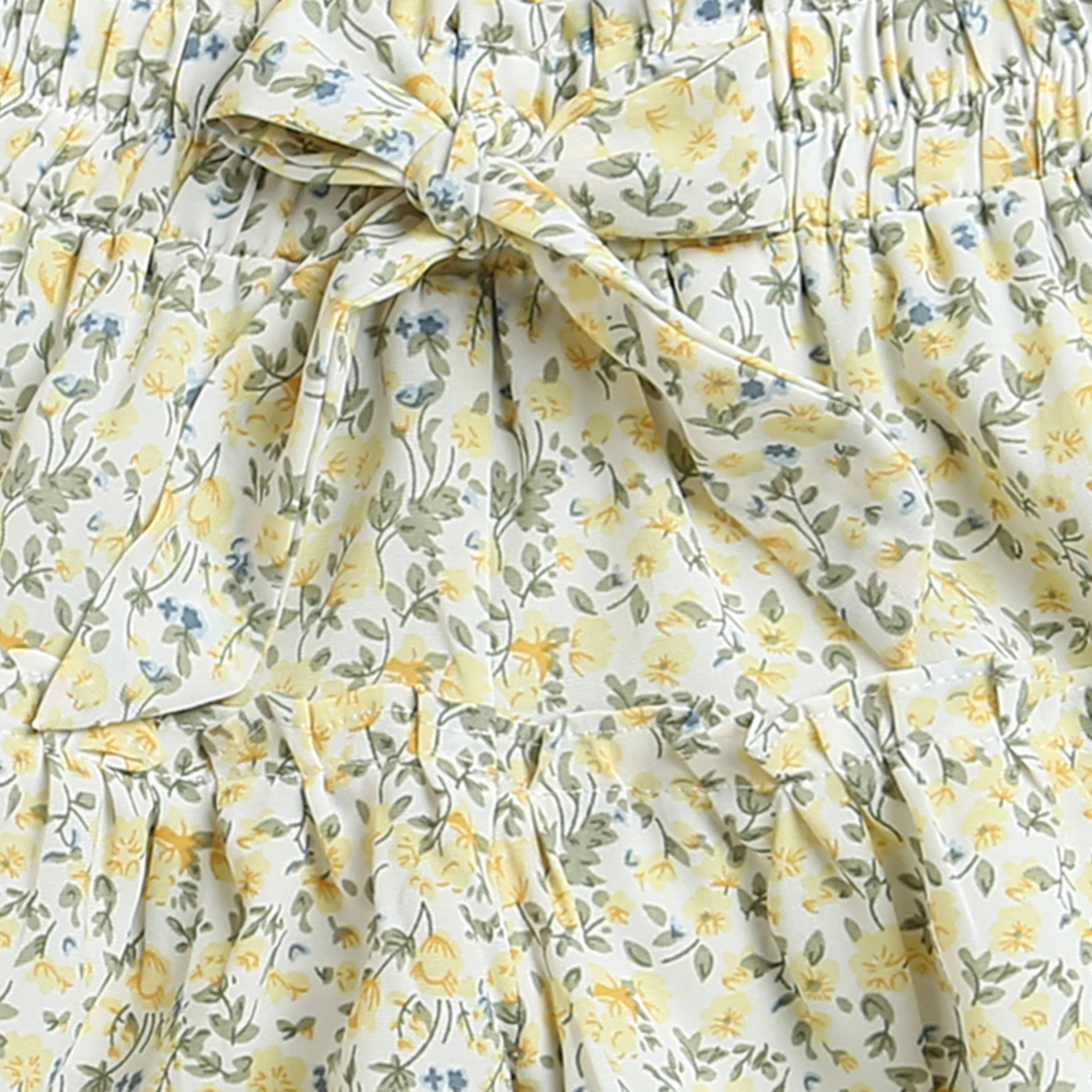 Floral Tiered Top & Shorts Co-ord Set Yellow TSSET40226 - Image 11