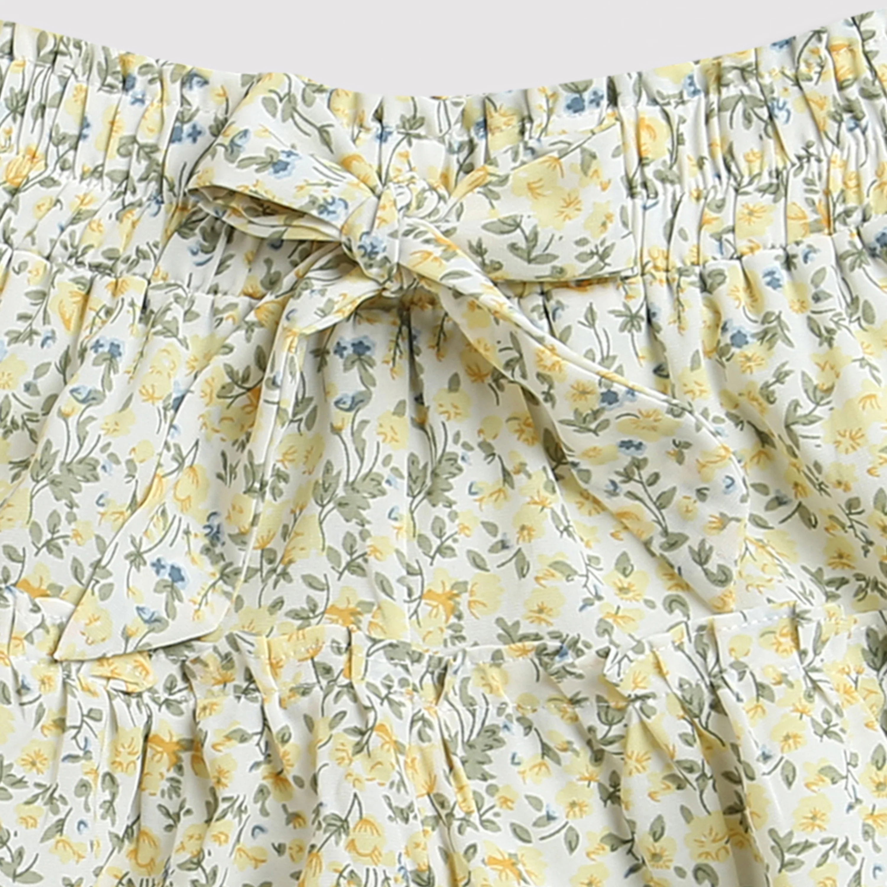 Floral Tiered Top & Shorts Co-ord Set Yellow TSSET40226 - Image 12