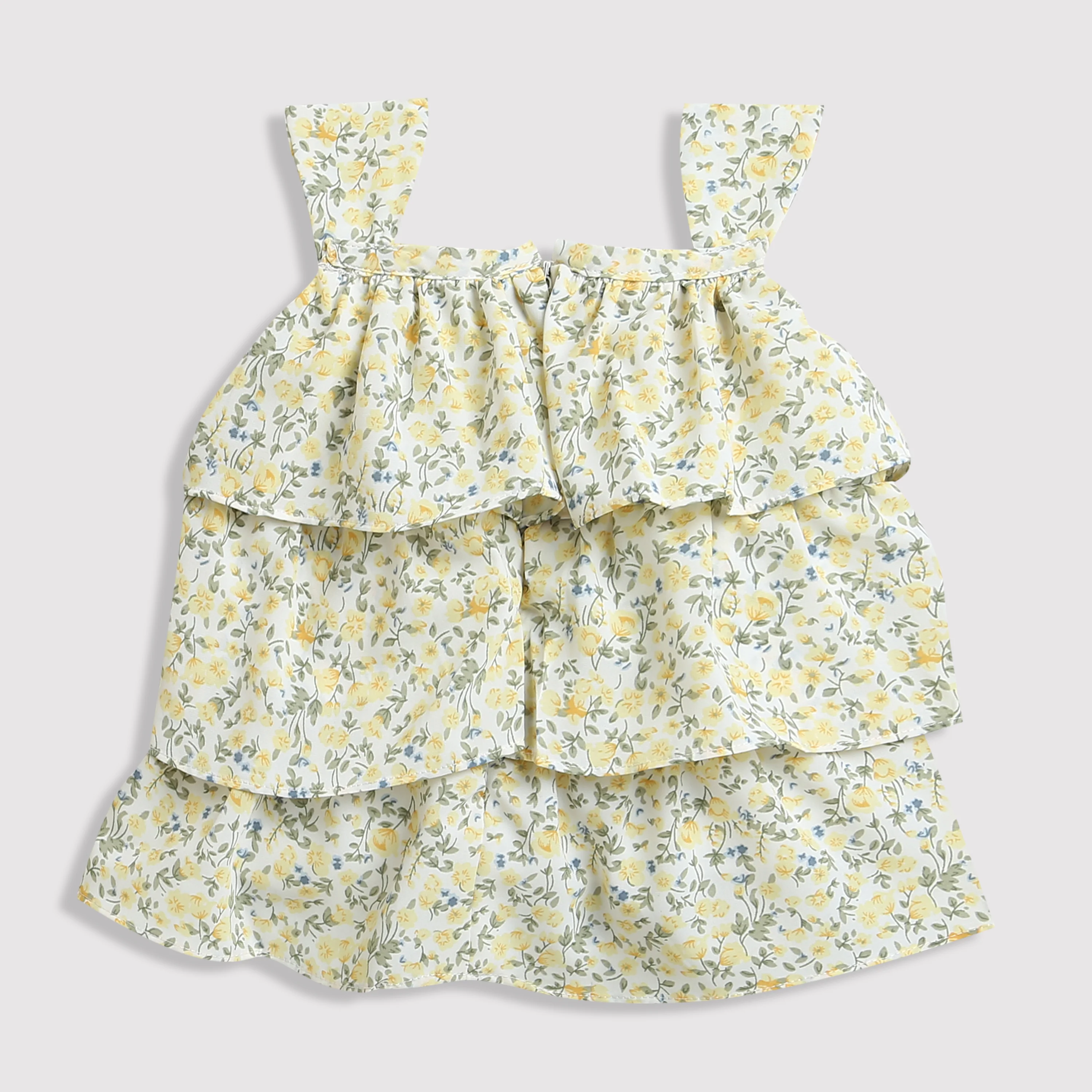 Floral Tiered Top & Shorts Co-ord Set Yellow TSSET40226 - Image 7