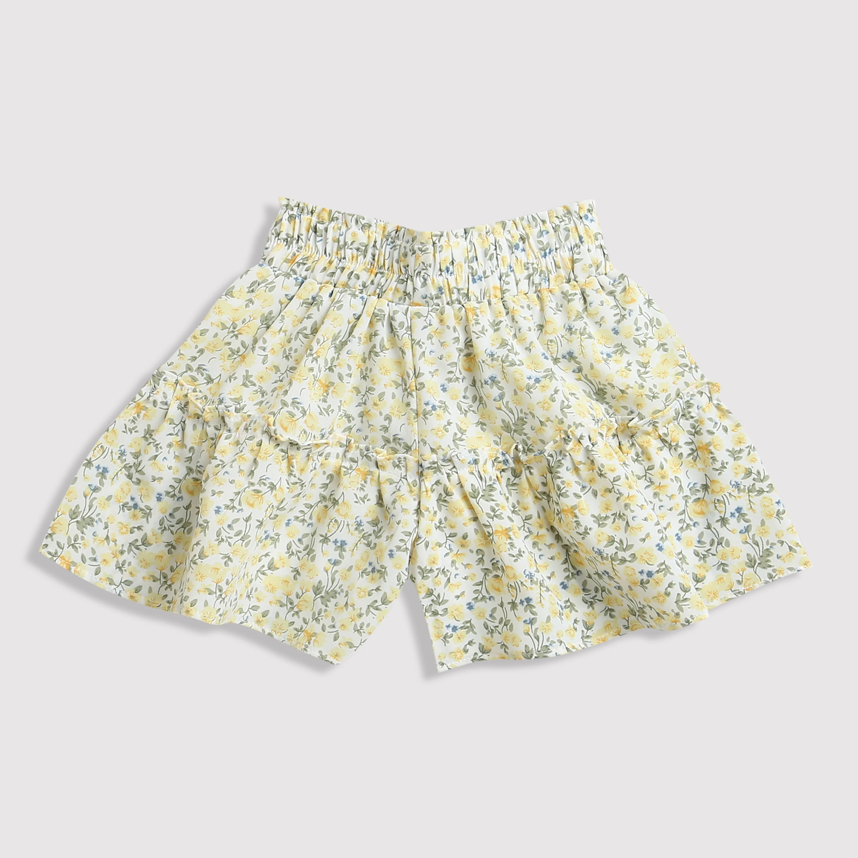 Floral Tiered Top & Shorts Co-ord Set Yellow TSSET40226 - Image 9