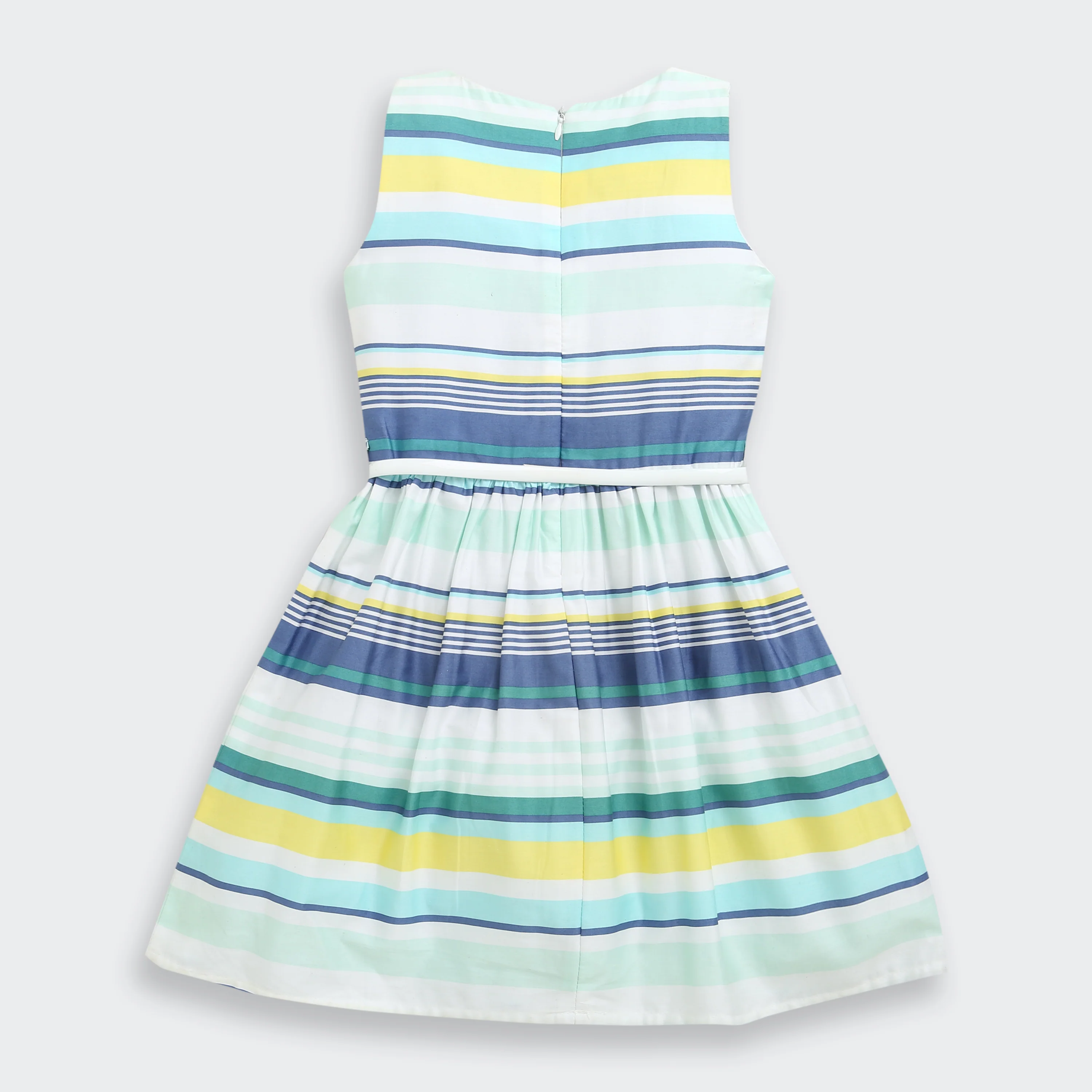 Fresh Blue & Yellow Striped Bow Dress F553 - Image 3