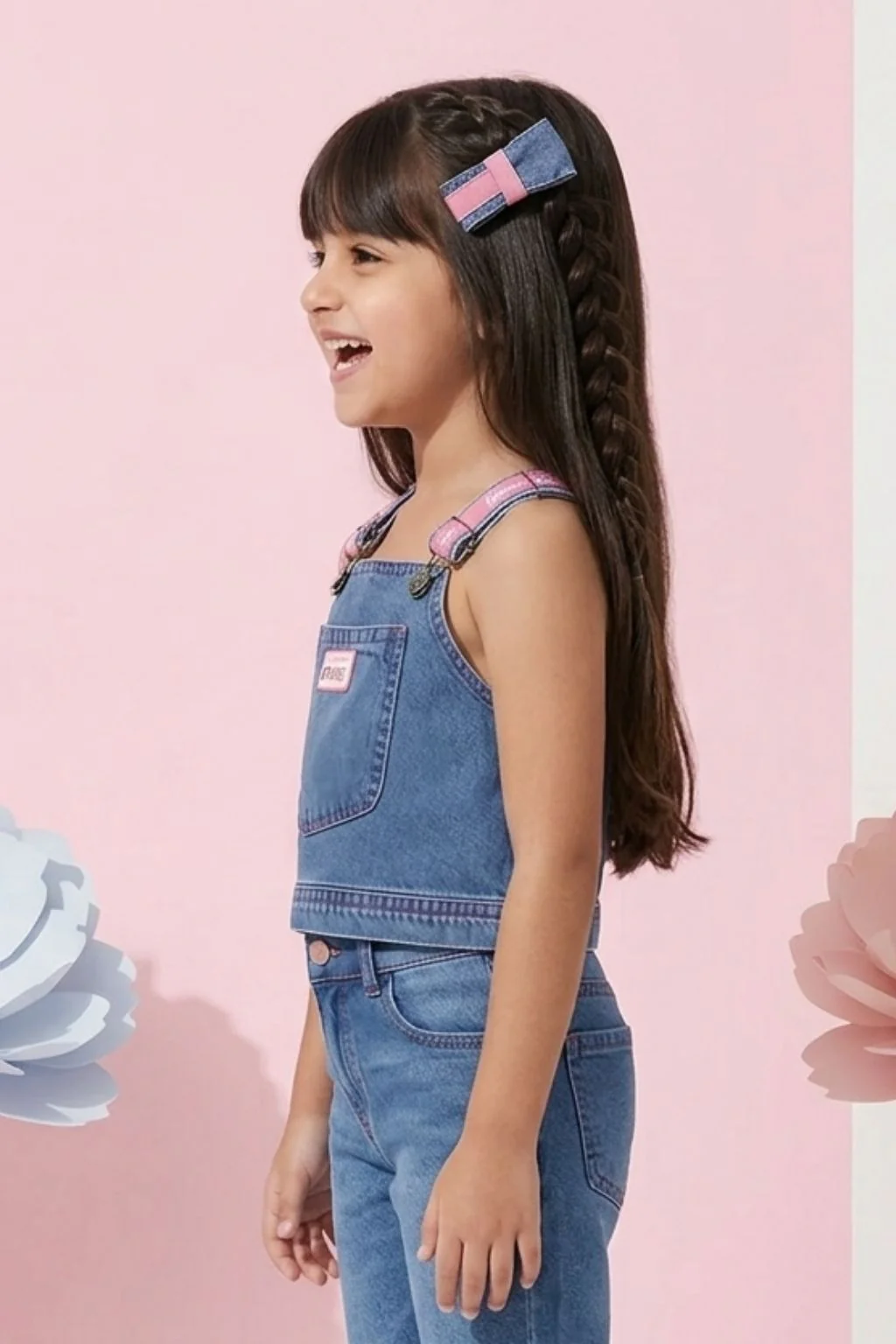 Girls Barbie Denim Strap Top BATP2115 - Image 4