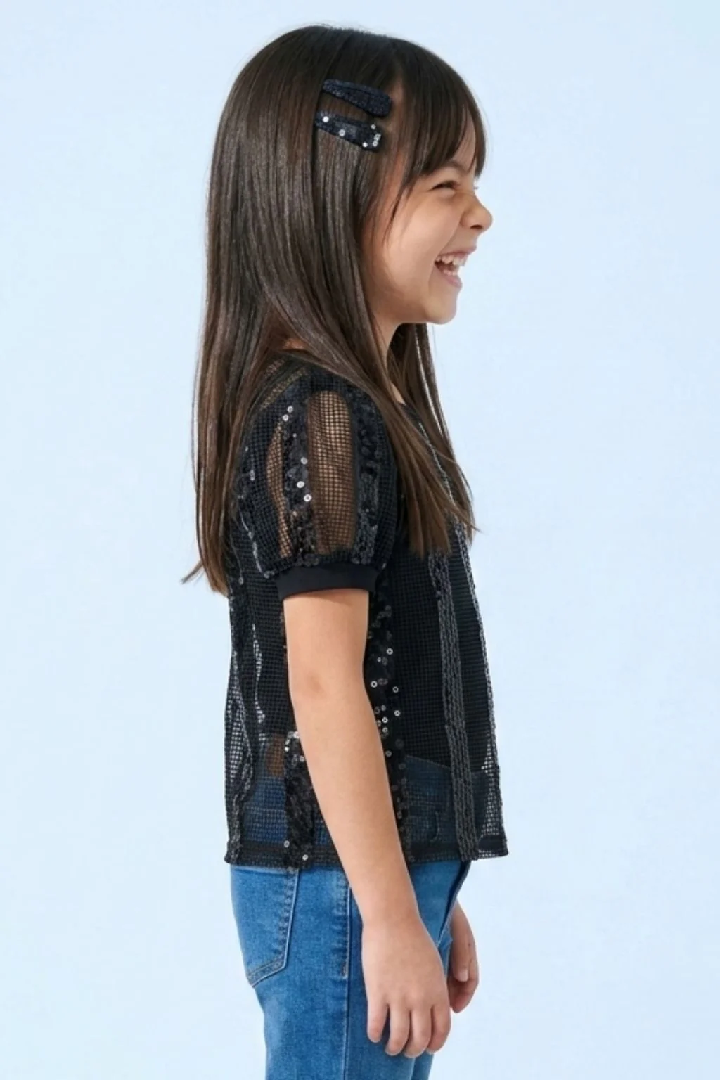 Girls Black Lace Party Top TG6341 - Image 3