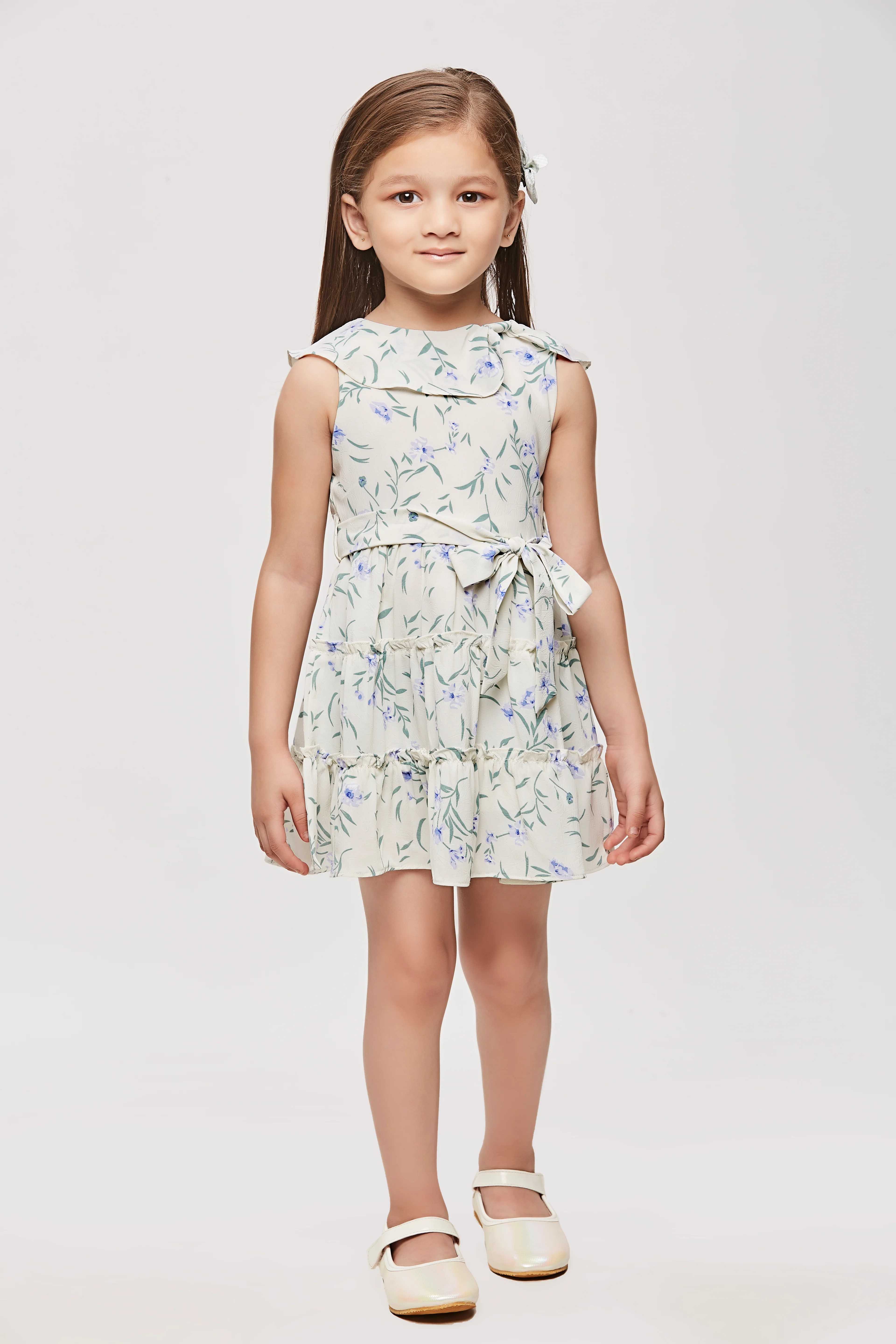 Blue Floral Tie-Waist Summer Dress TSM30471 - Image 6