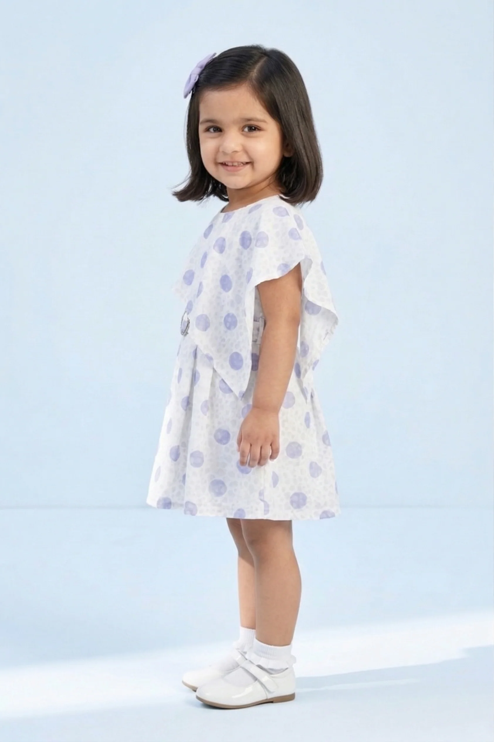 Girls Blue Polka Dot Statement Dress TSM30452 - Image 3