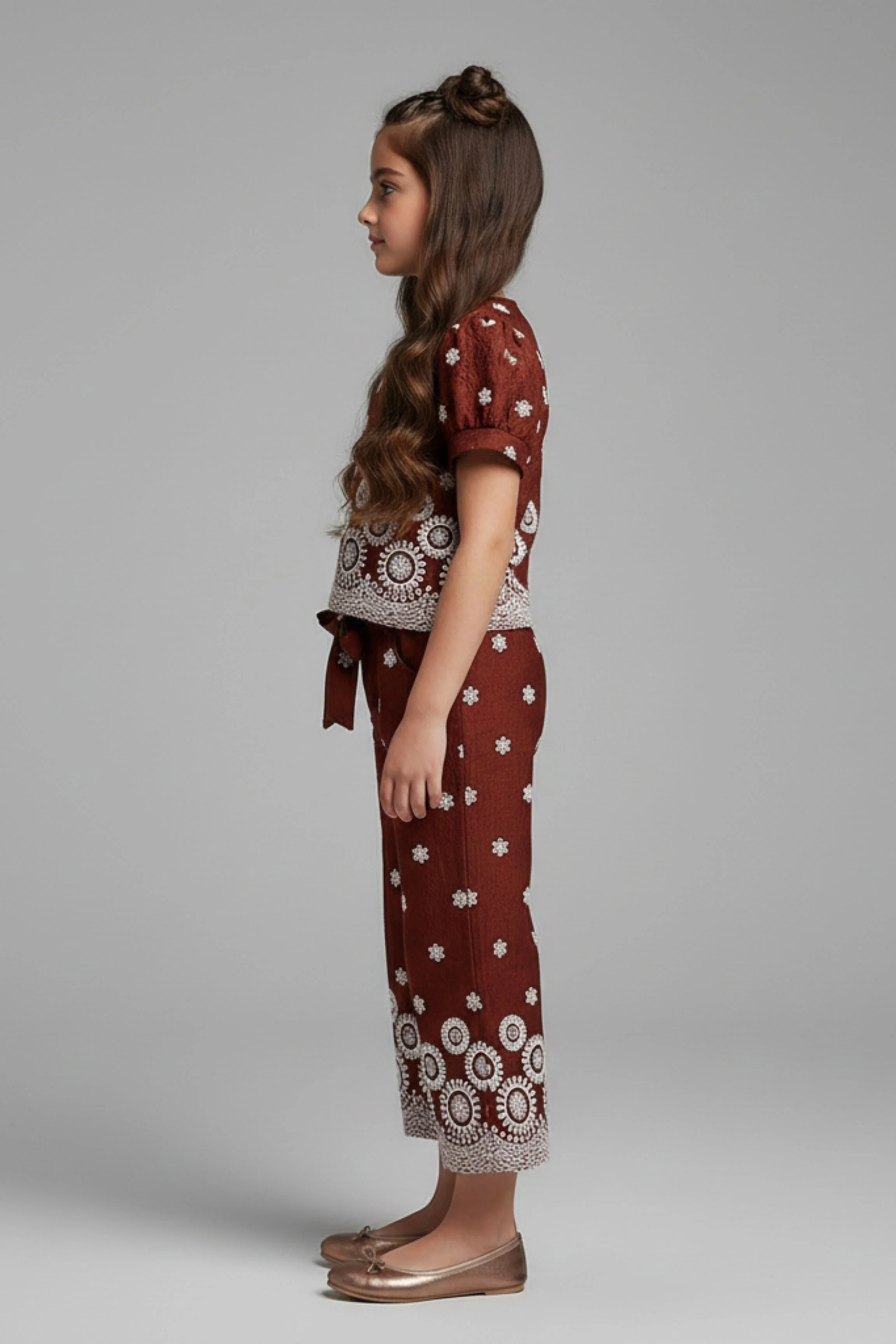 Girls Brown Printed Co-ord Set 3266 - Image 4