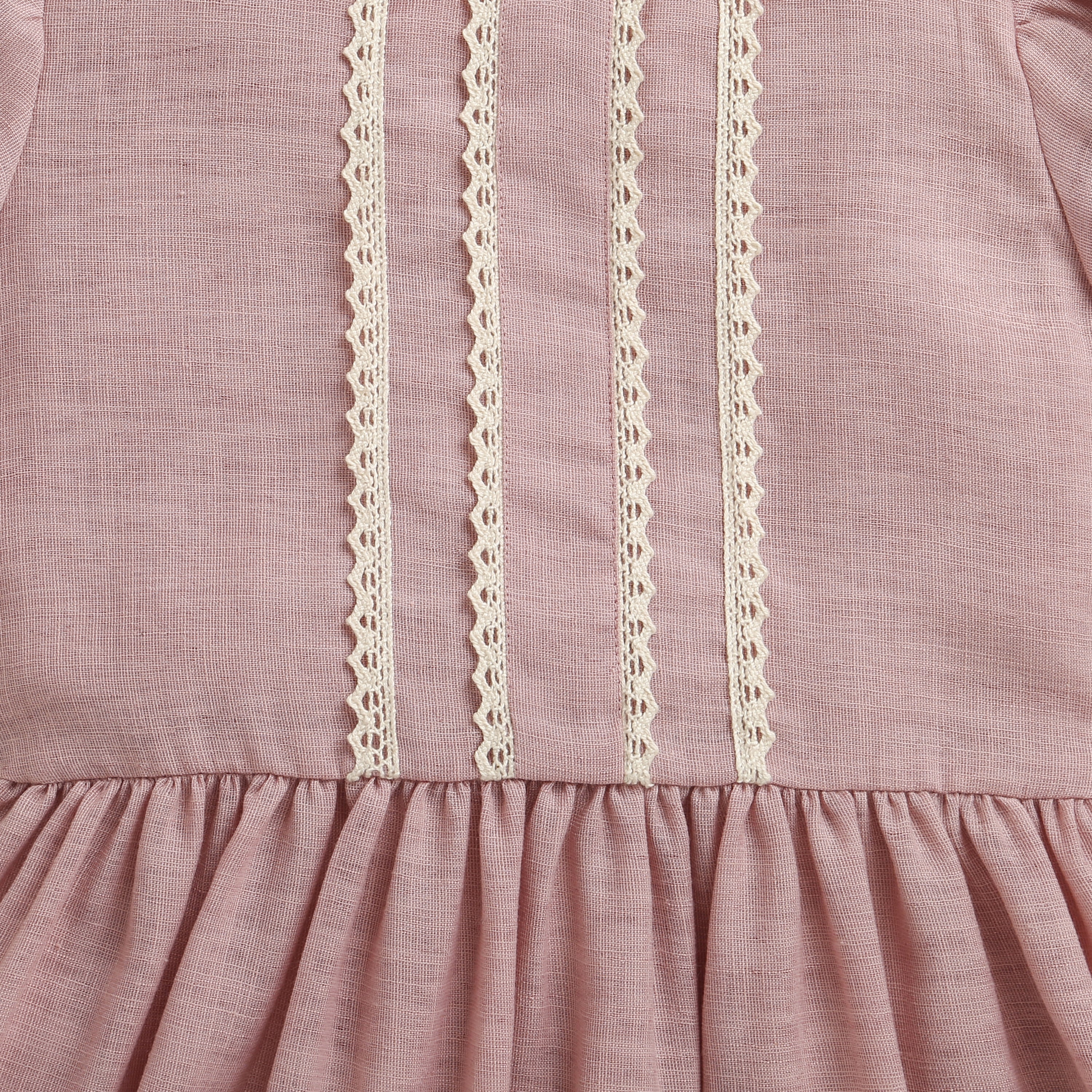 Girls Dusty Pink Lace Trim Dress M2440 - Image 8