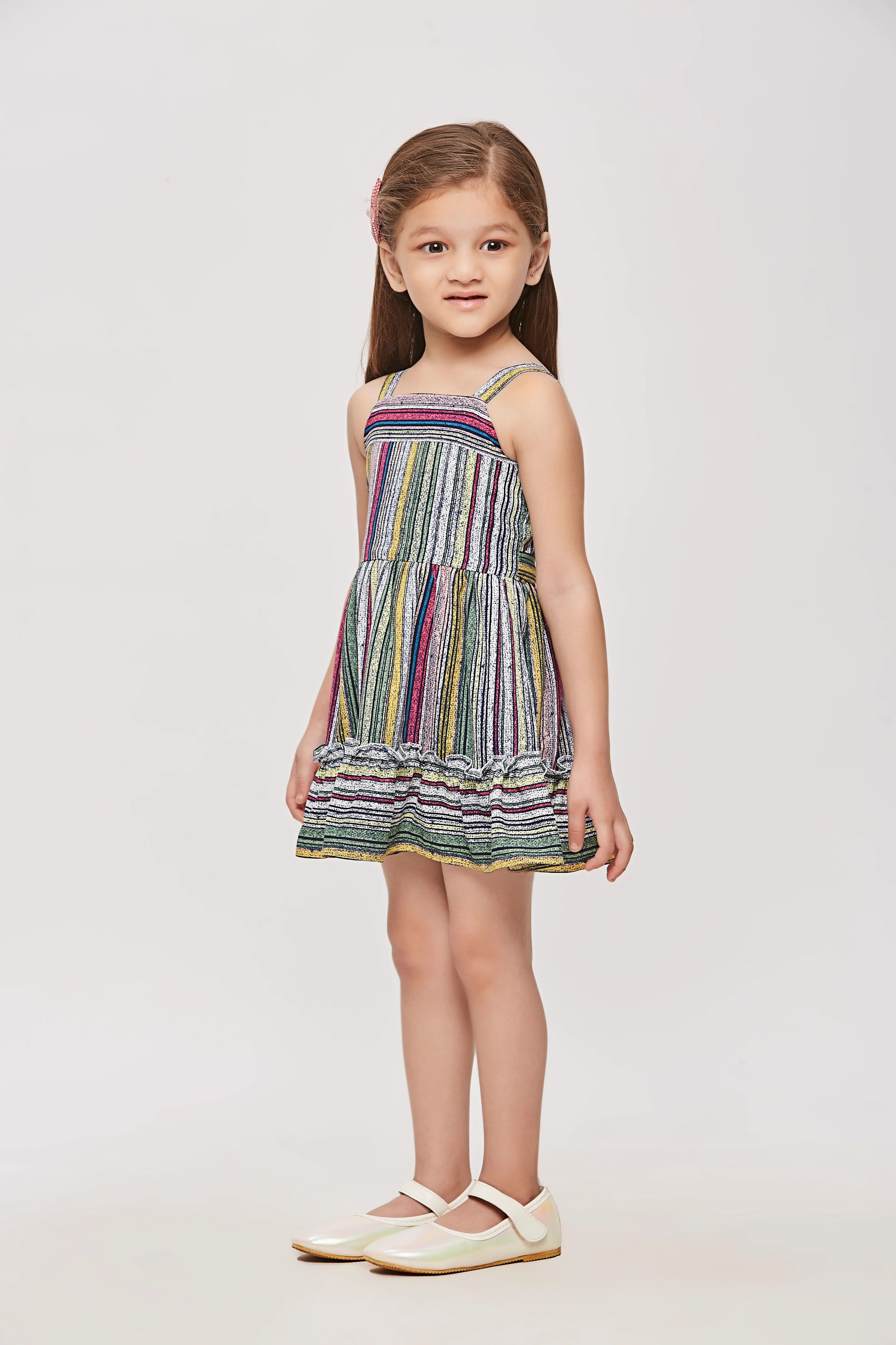 Girls Green Abstract Print Strappy Dress TSM30455 - Image 4