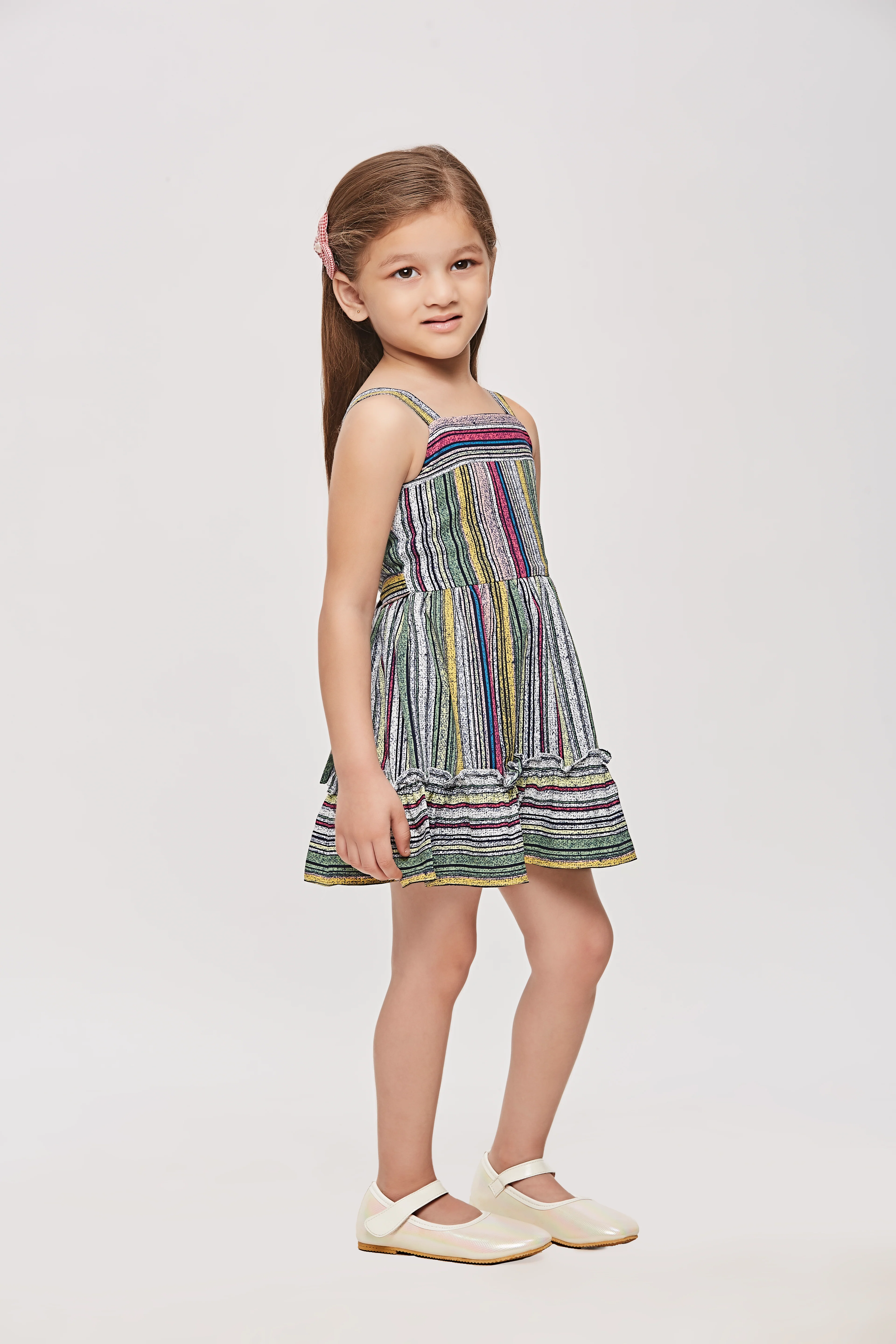 Girls Green Abstract Print Strappy Dress TSM30455 - Image 6