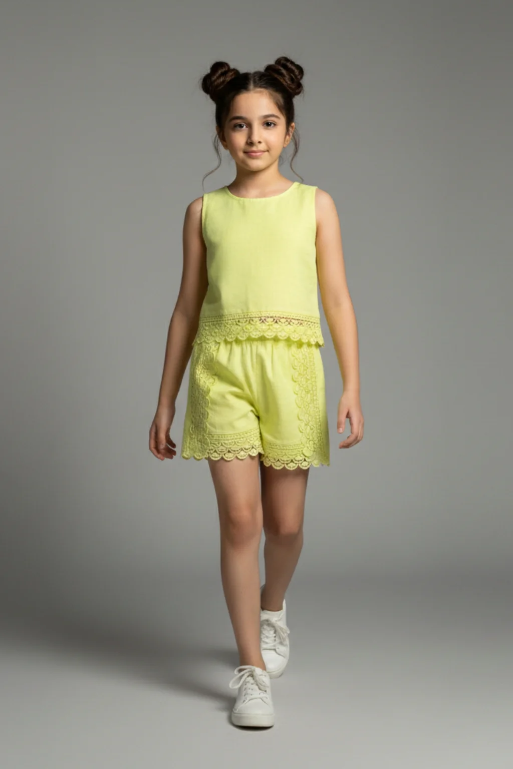 Girls Lime Green Lace Co-ord Set 3244 - Image 3