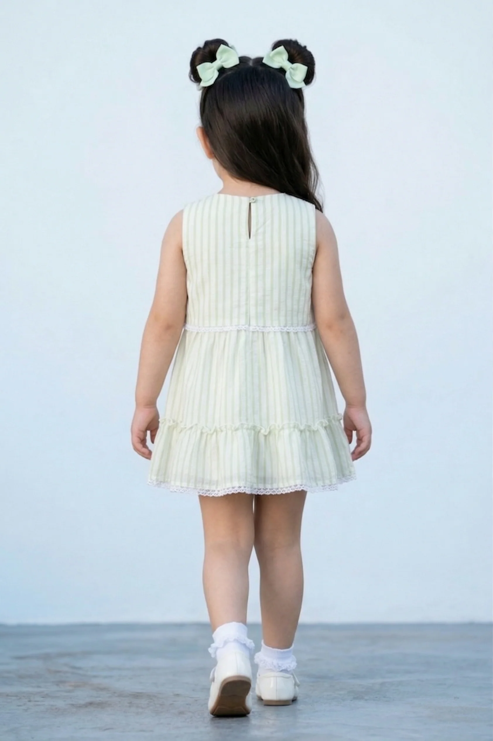 Girls Mint Green Pleated Tier Dress TSM30514 - Image 4