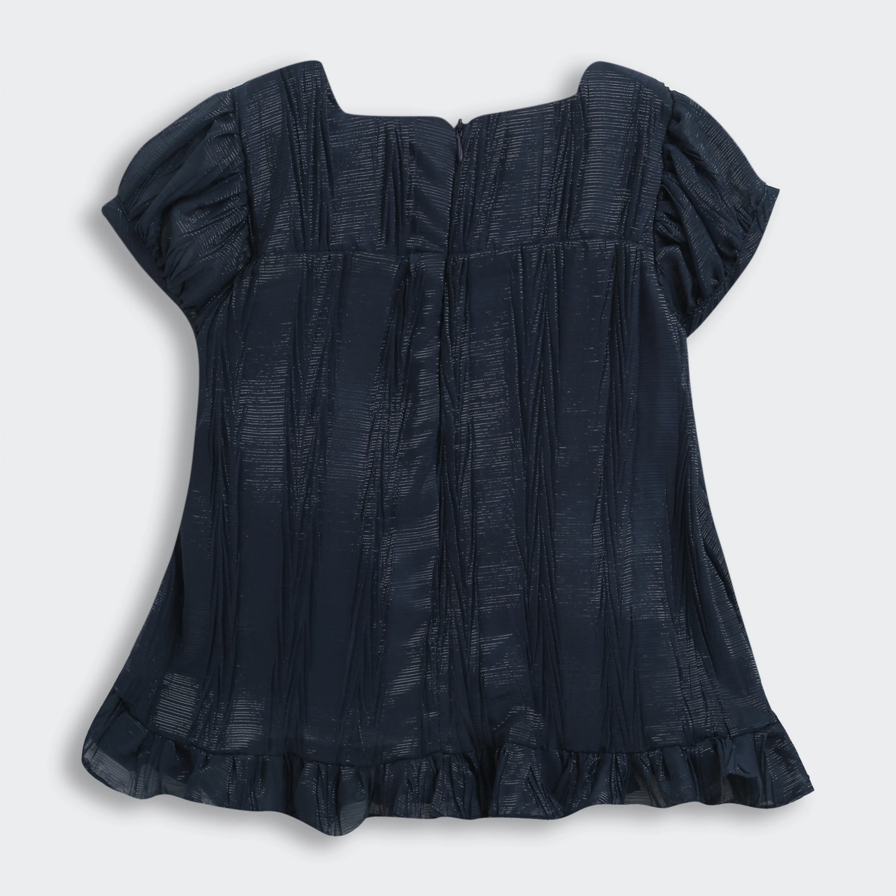Navy Blue Bow Detail Ruffle Top TG6361 - Image 6