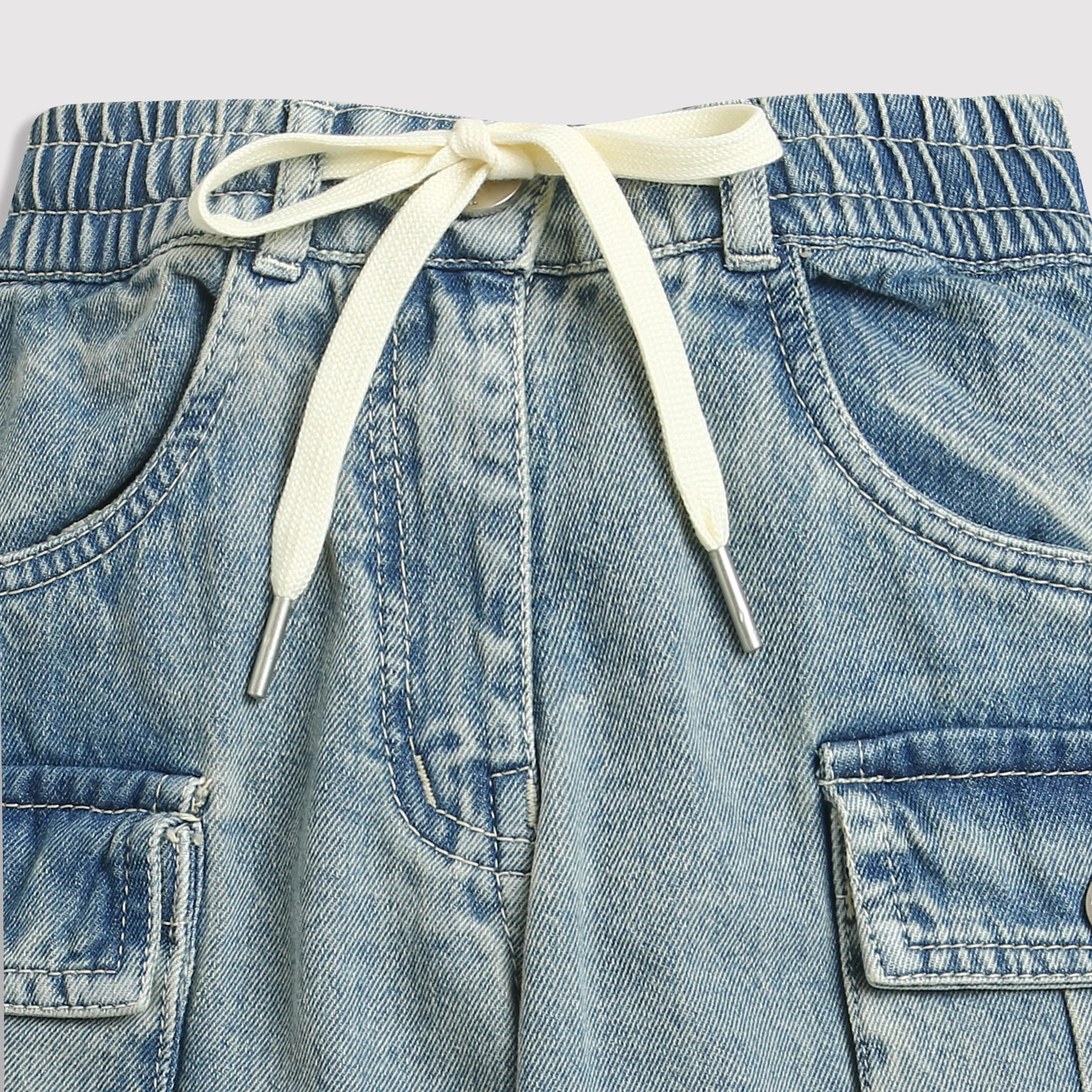Girls Patch Pocket Denim Cargo Jeans P1599 - Image 8