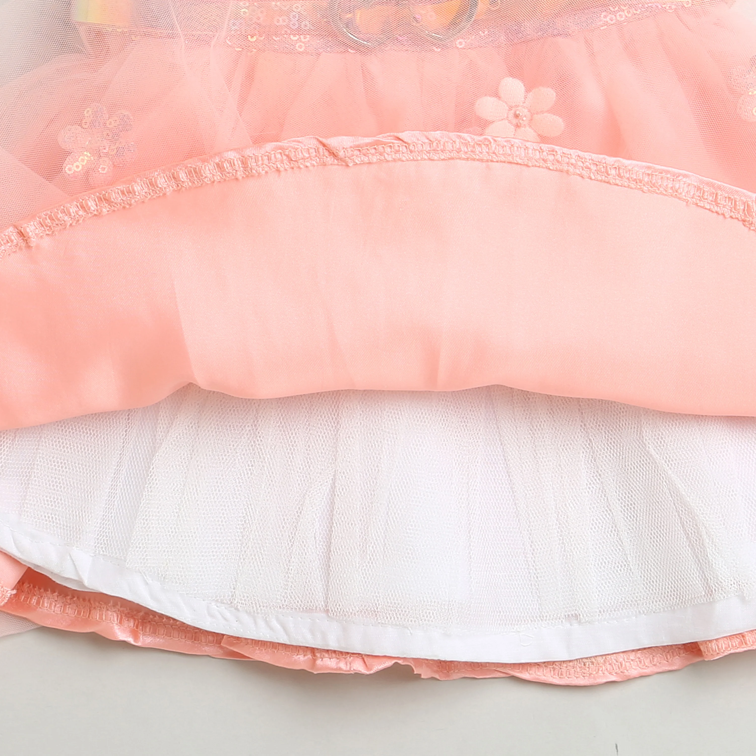 Girls Peach Sequin Tulle Party Frock with Heart Belt TSF10002 - Image 8