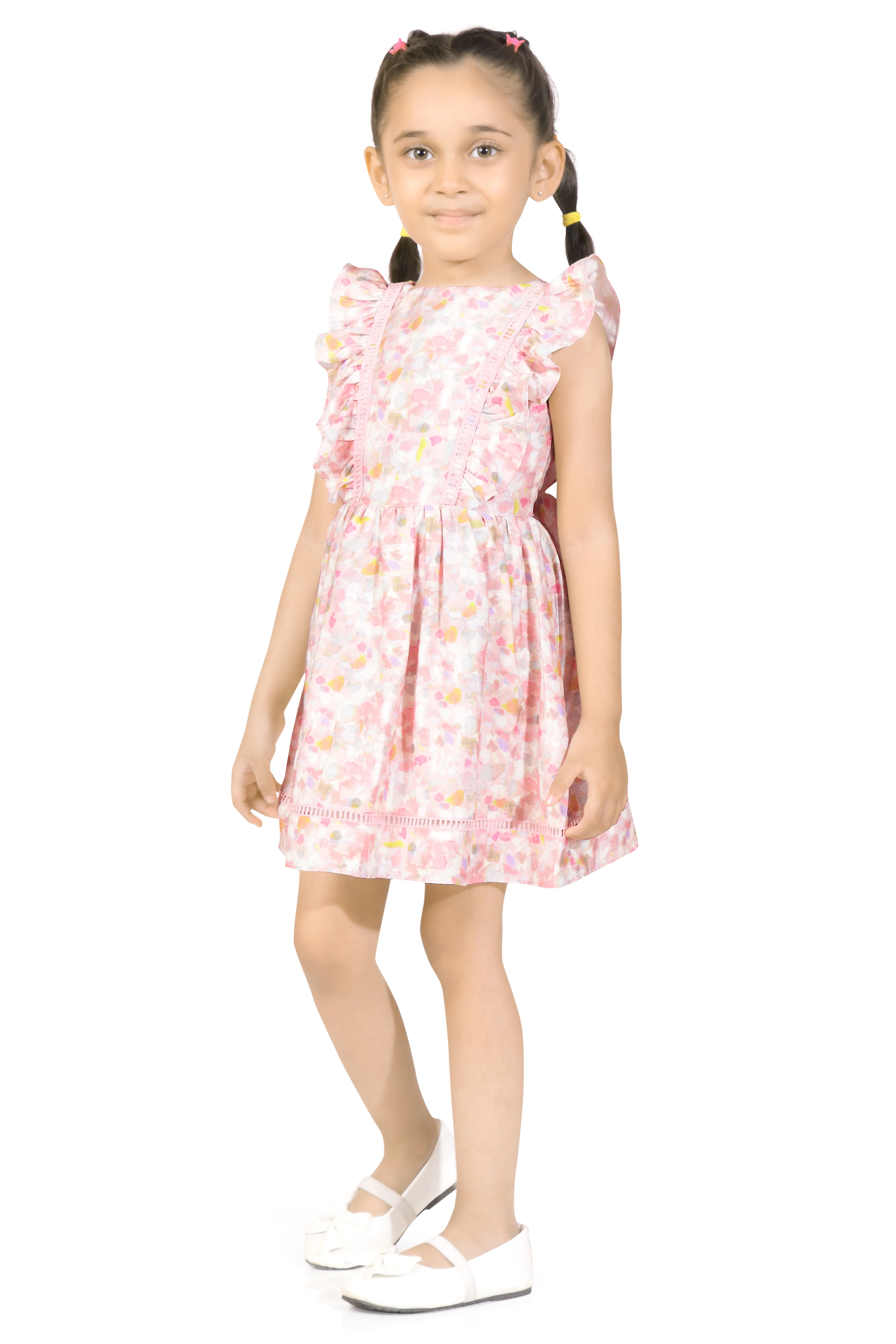 Girls Pink Floral Ruffle Dress TSM30669 - Image 7