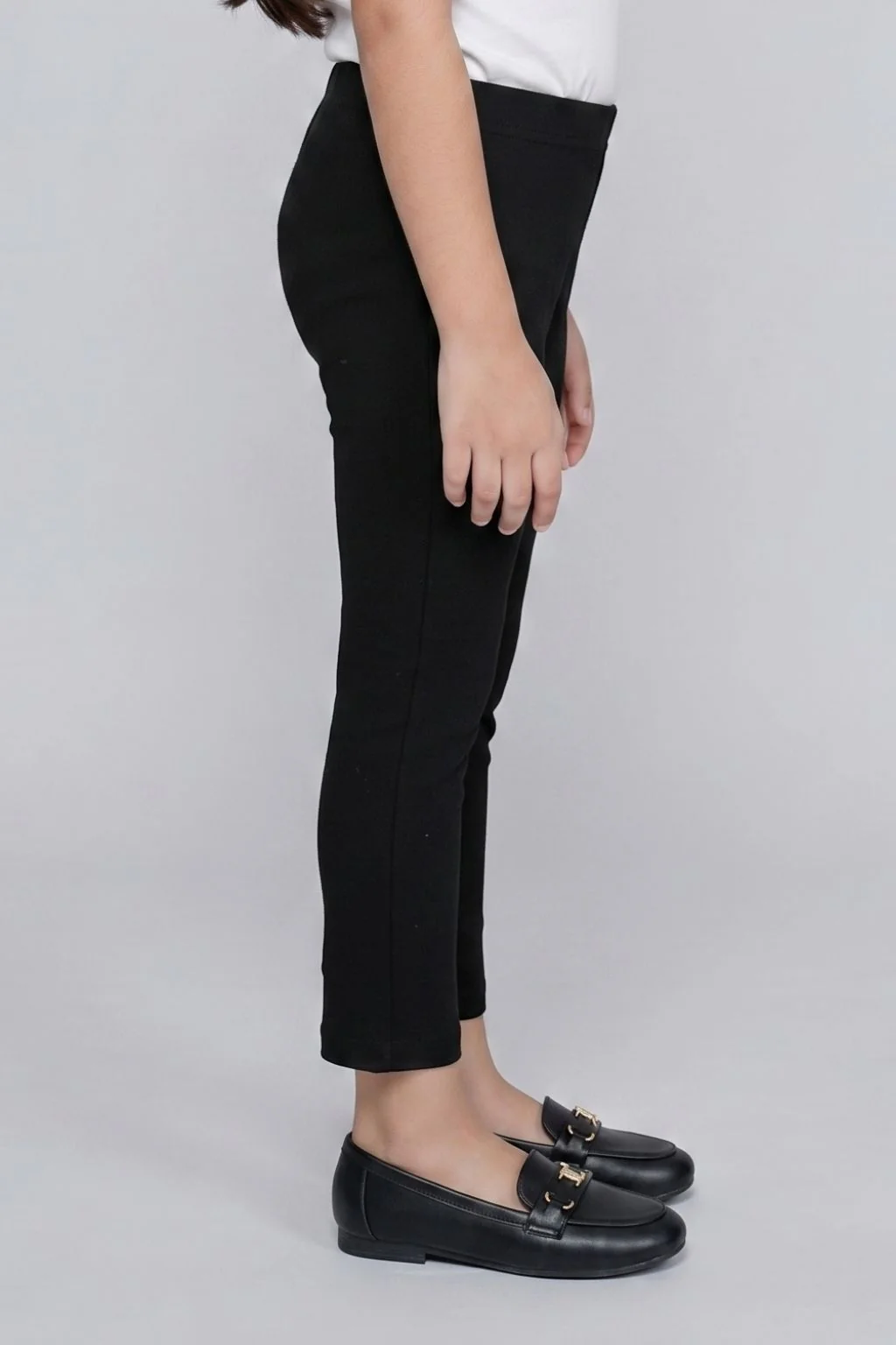 Girls Solid Black Leggings LG726 - Image 3