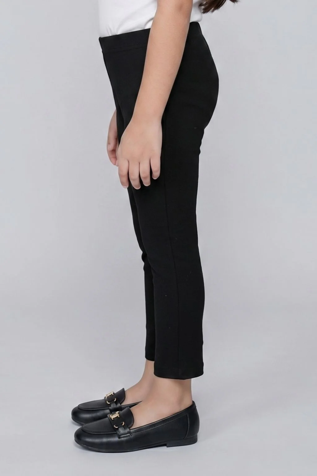 Girls Solid Black Leggings LG726 - Image 4