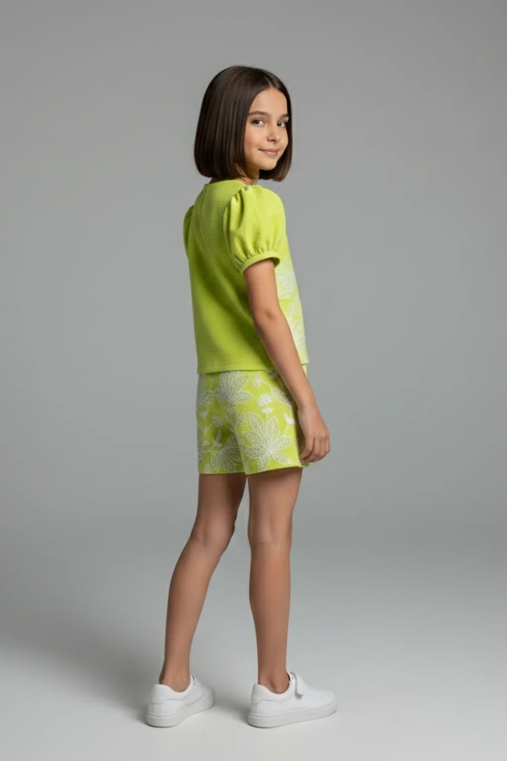 Girls Summer Floral Shorts Co-Ord Set 3271 - Image 2