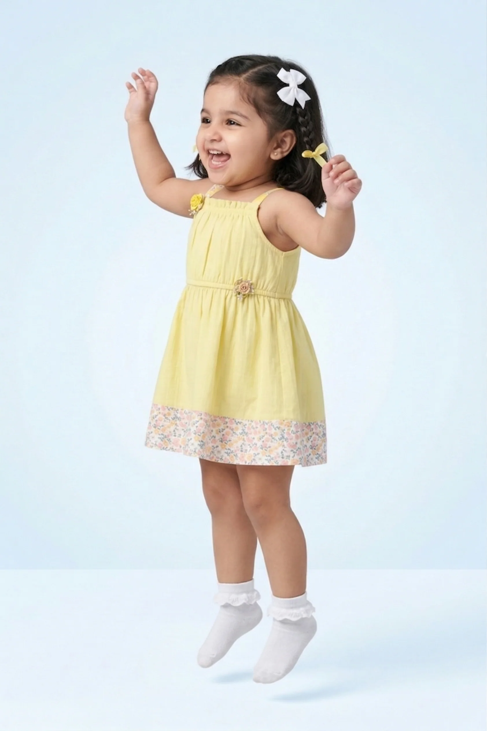 Sunshine Yellow Floral Hem Dress TSM30434 - Image 3