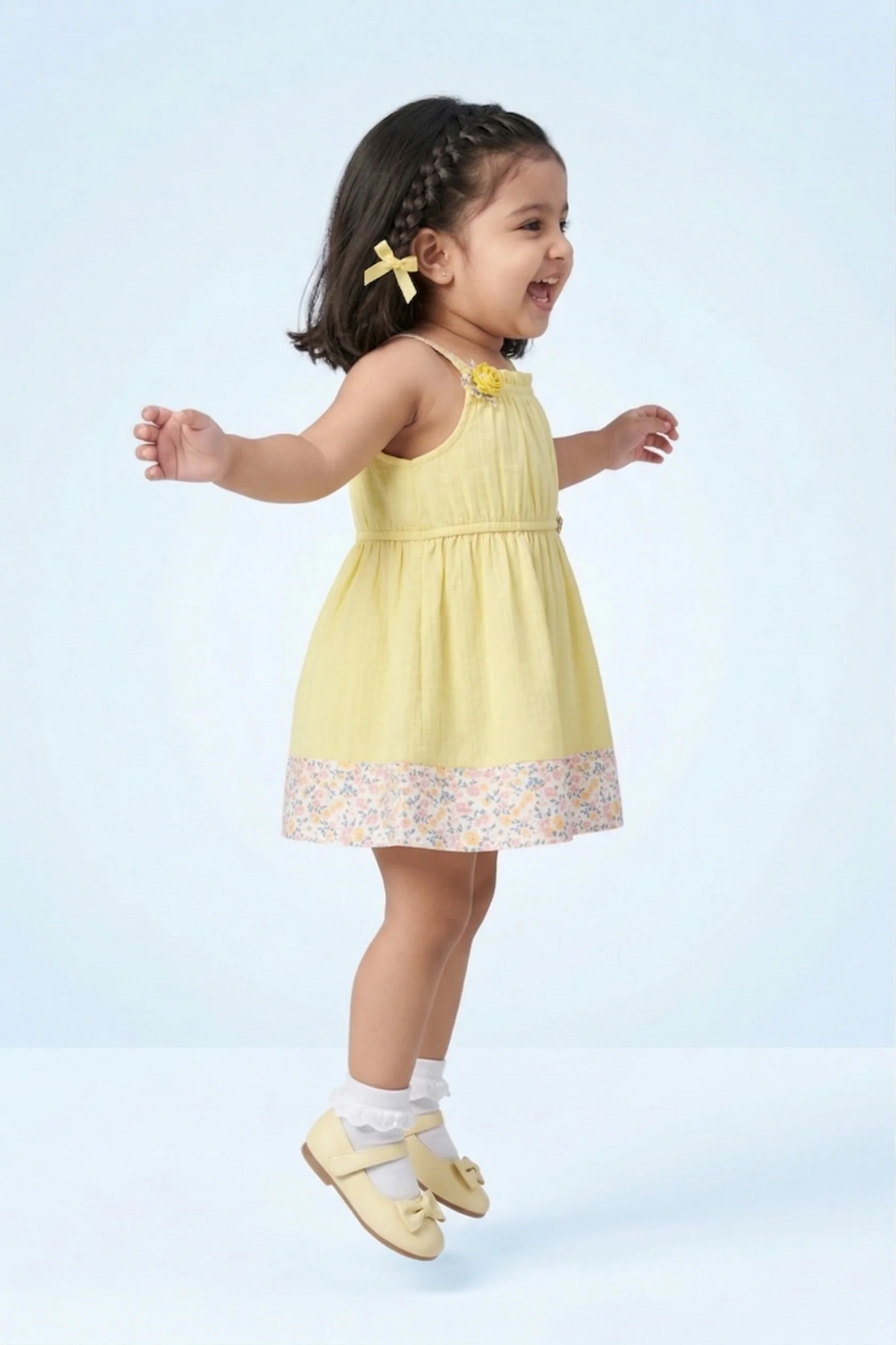 Sunshine Yellow Floral Hem Dress TSM30434 - Image 4