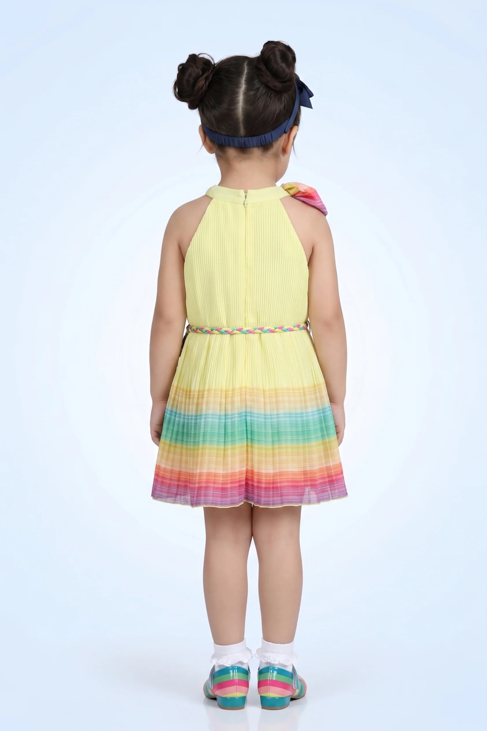 Girls Sunshine Yellow Rainbow Hem Dress TSM30567 - Image 2