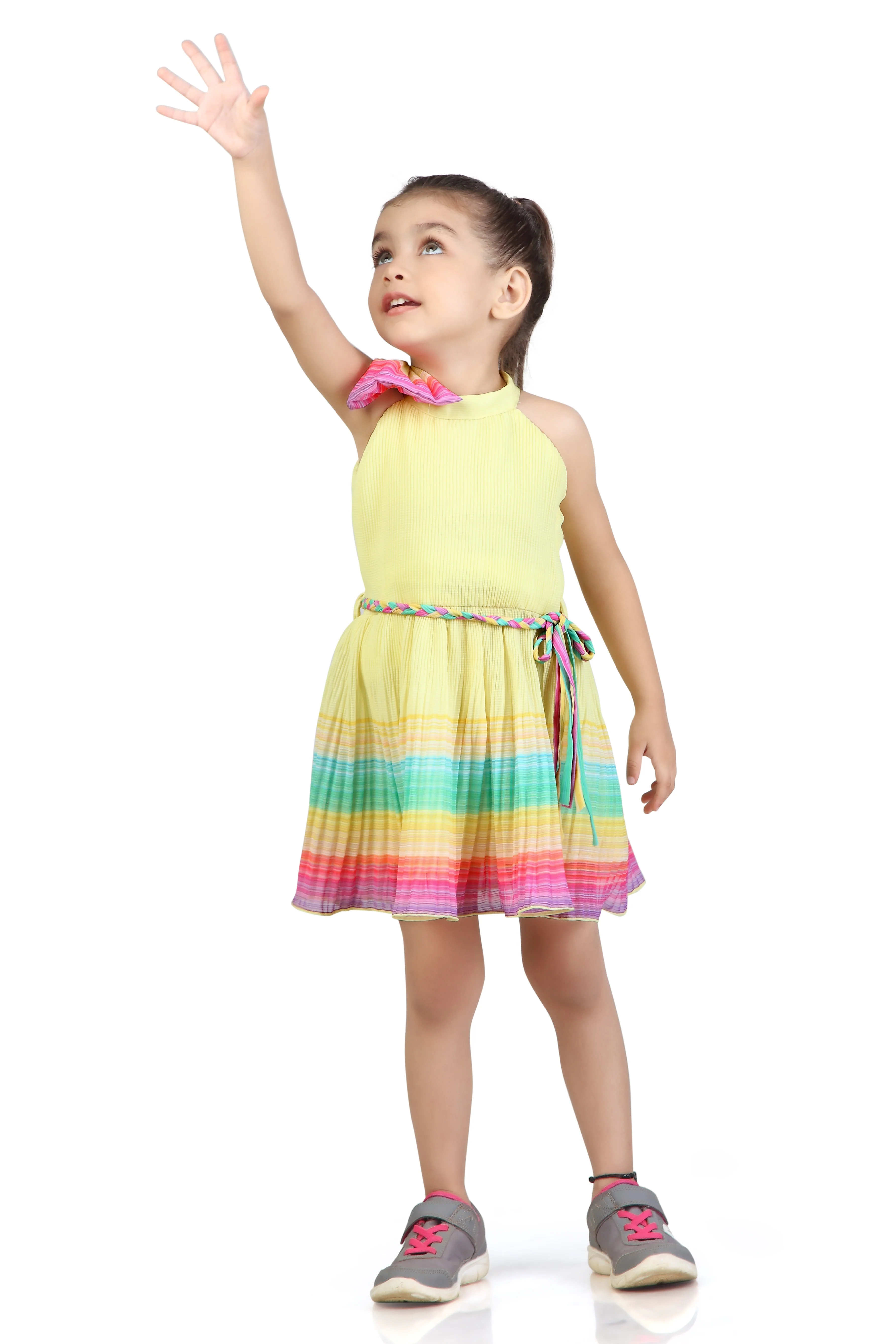 Girls Sunshine Yellow Rainbow Hem Dress TSM30567 - Image 3