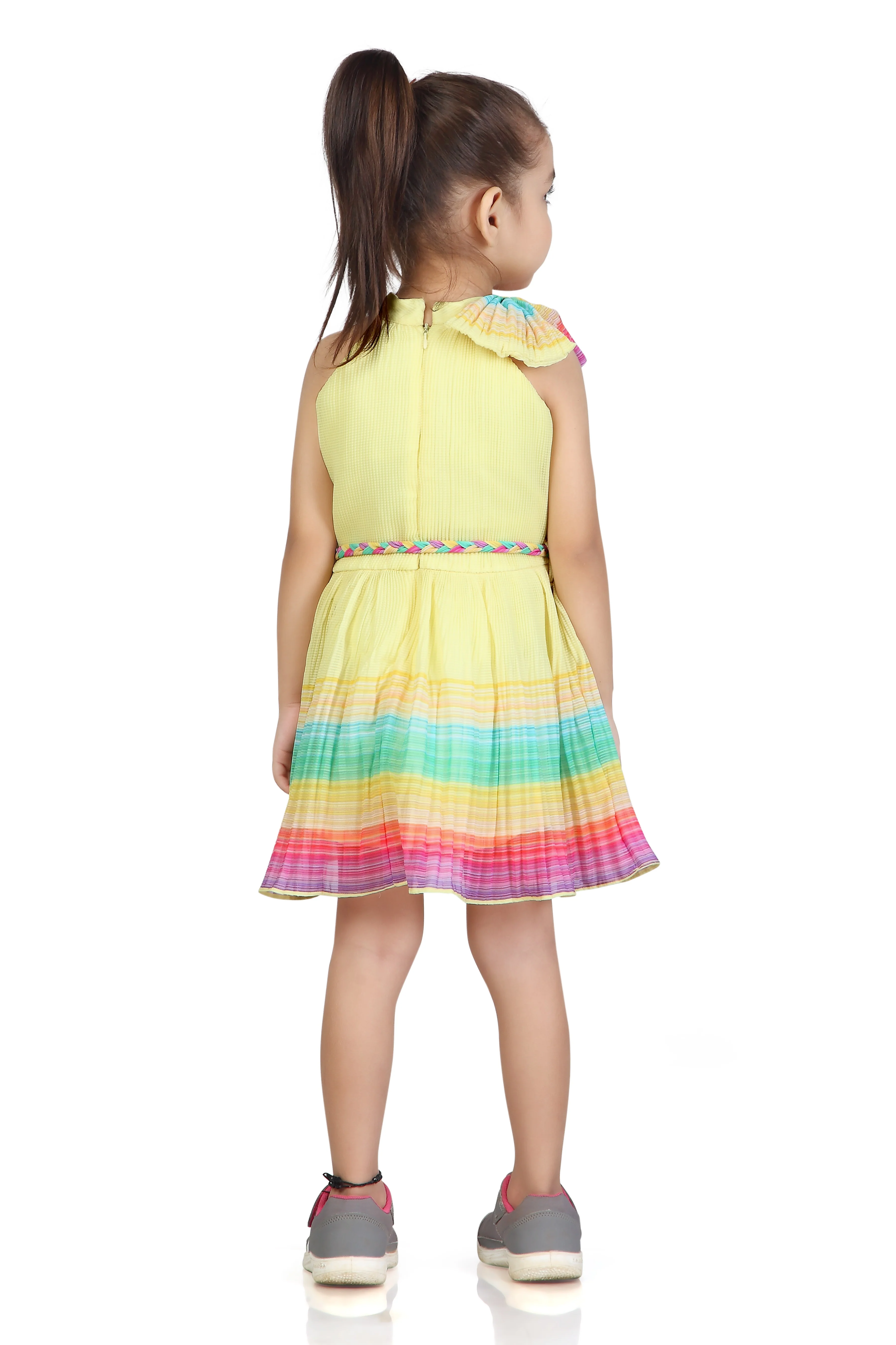 Girls Sunshine Yellow Rainbow Hem Dress TSM30567 - Image 4