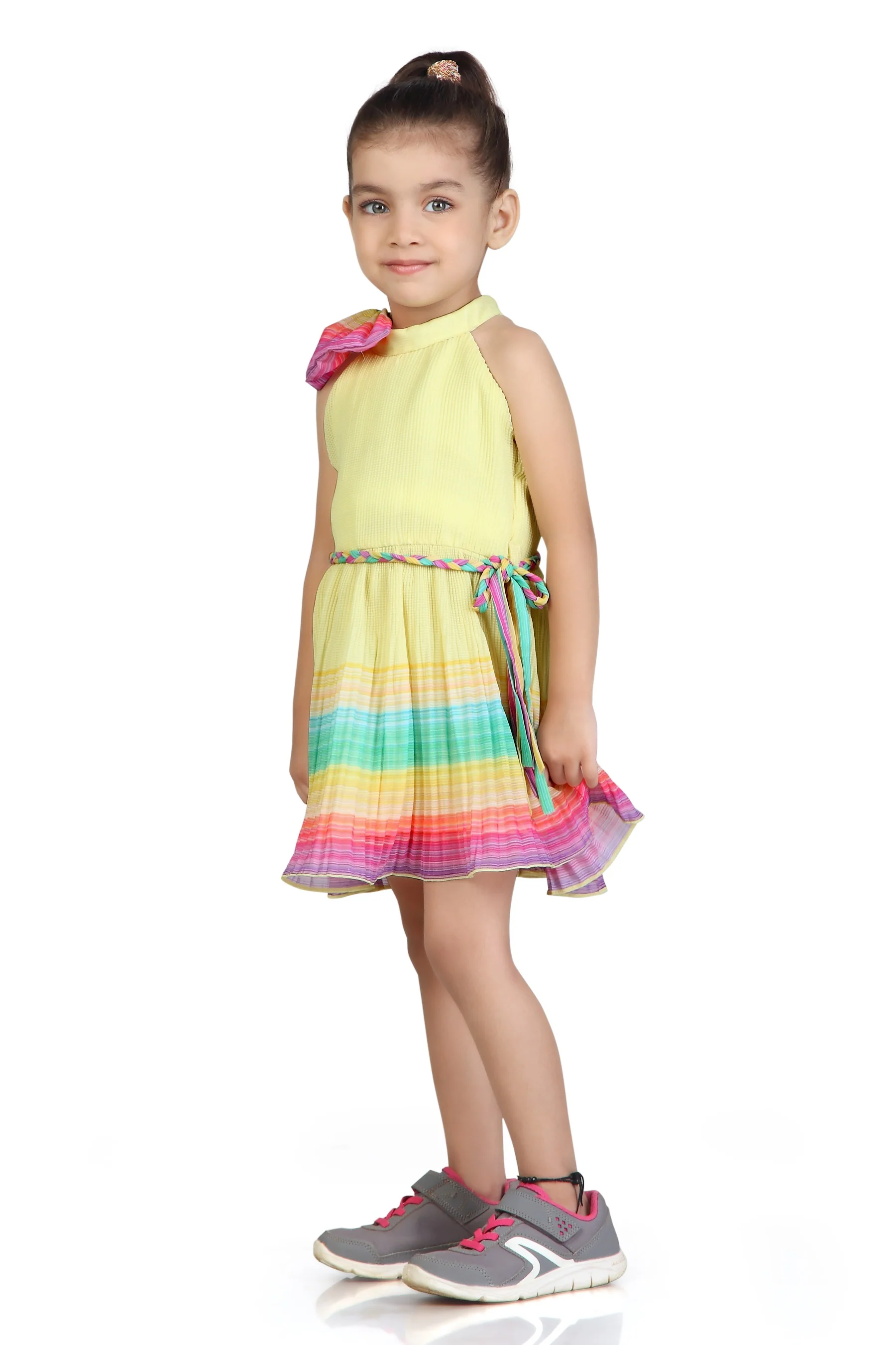 Girls Sunshine Yellow Rainbow Hem Dress TSM30567 - Image 5
