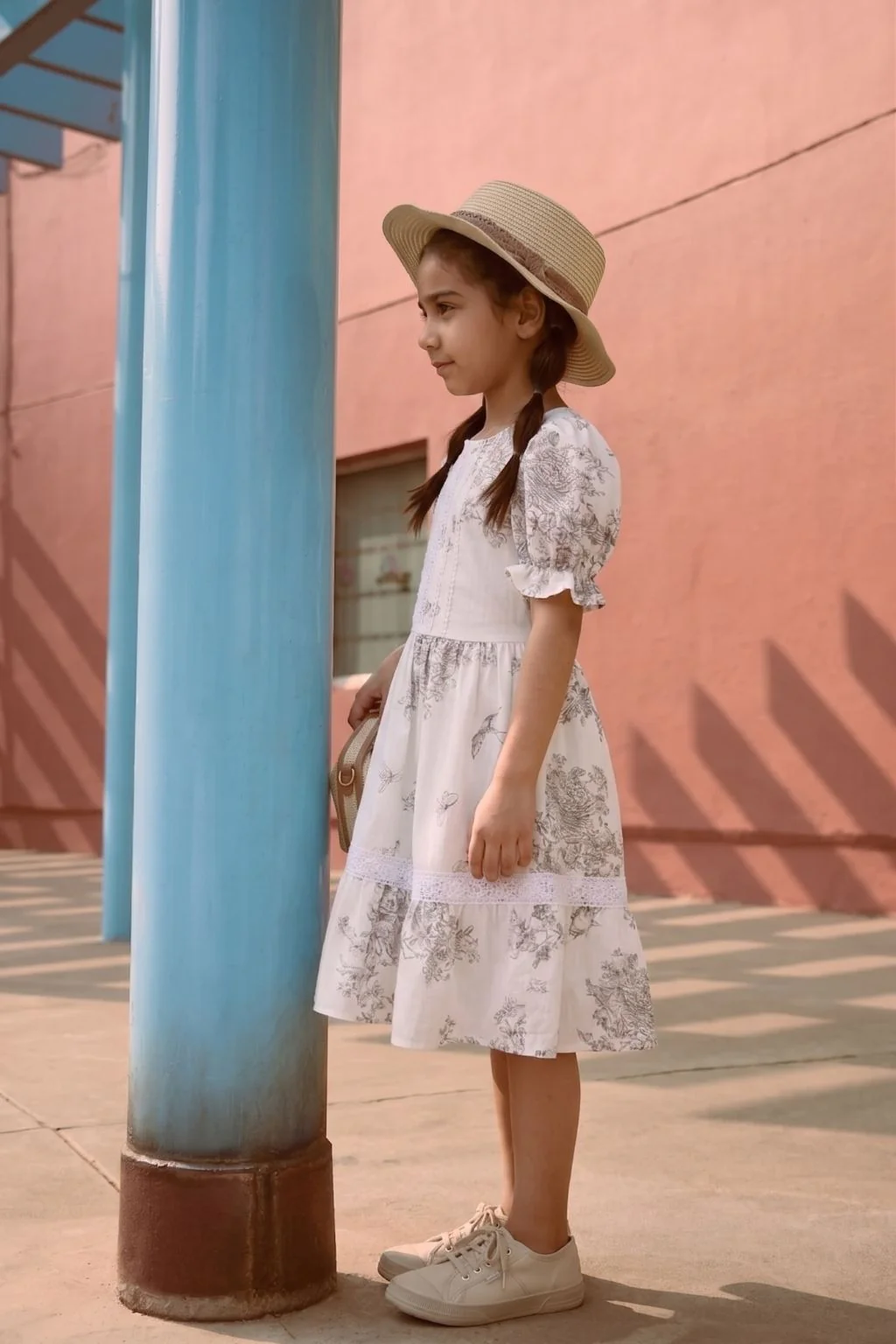Girls White Floral Summer Dress M2409 - Image 4