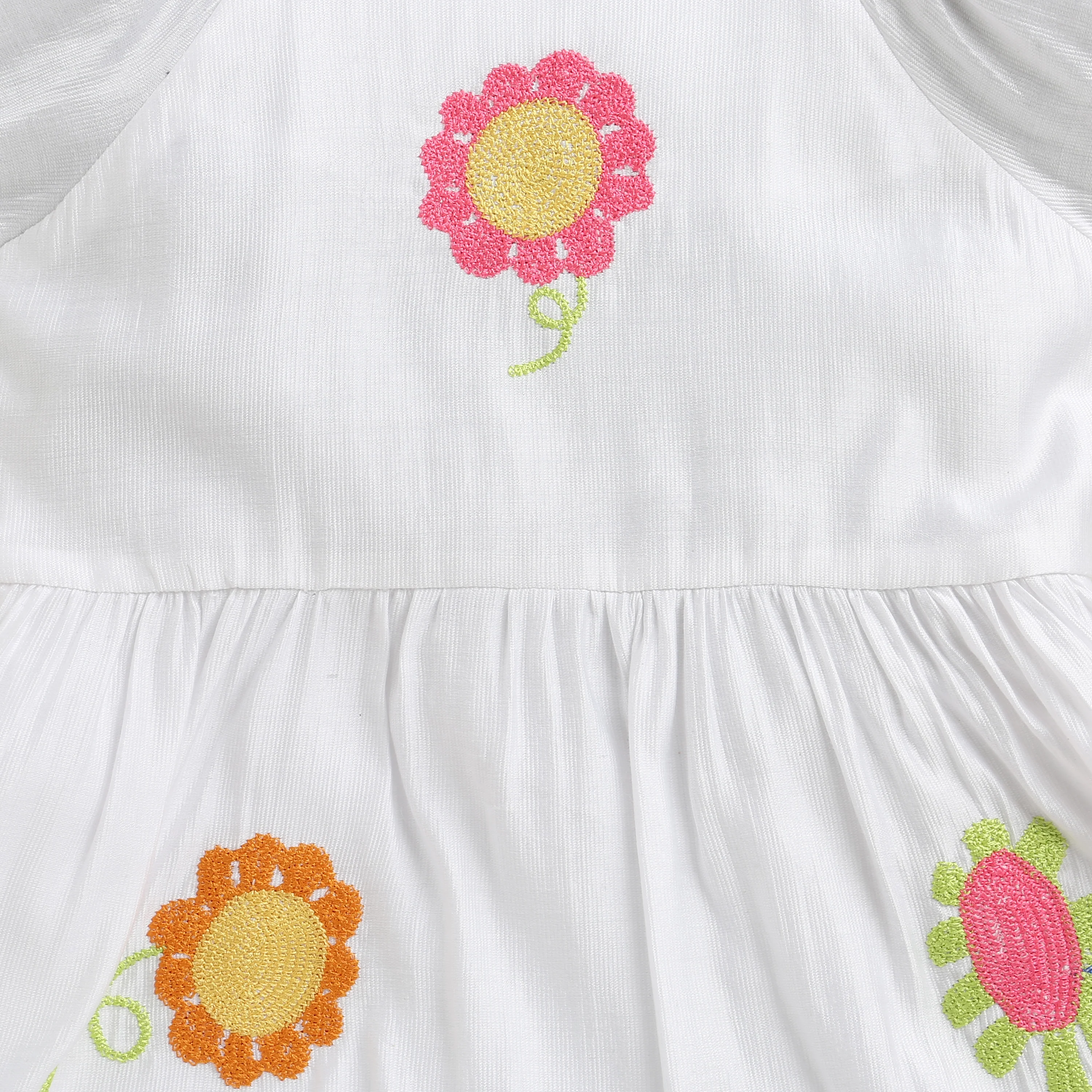 Girls White Flower Embroidered Dress M2446 - Image 8