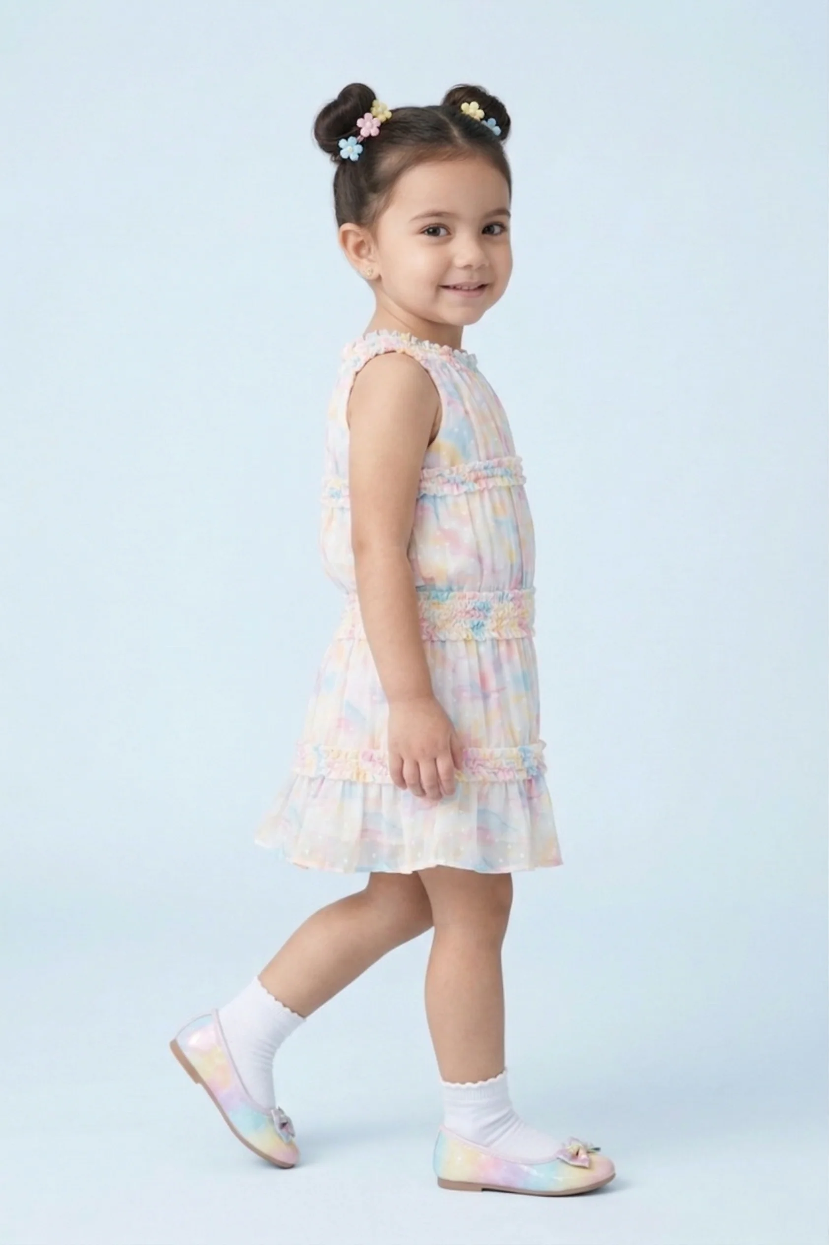 Girls Yellow Ruffle Tier Dress TSM30570 - Image 3